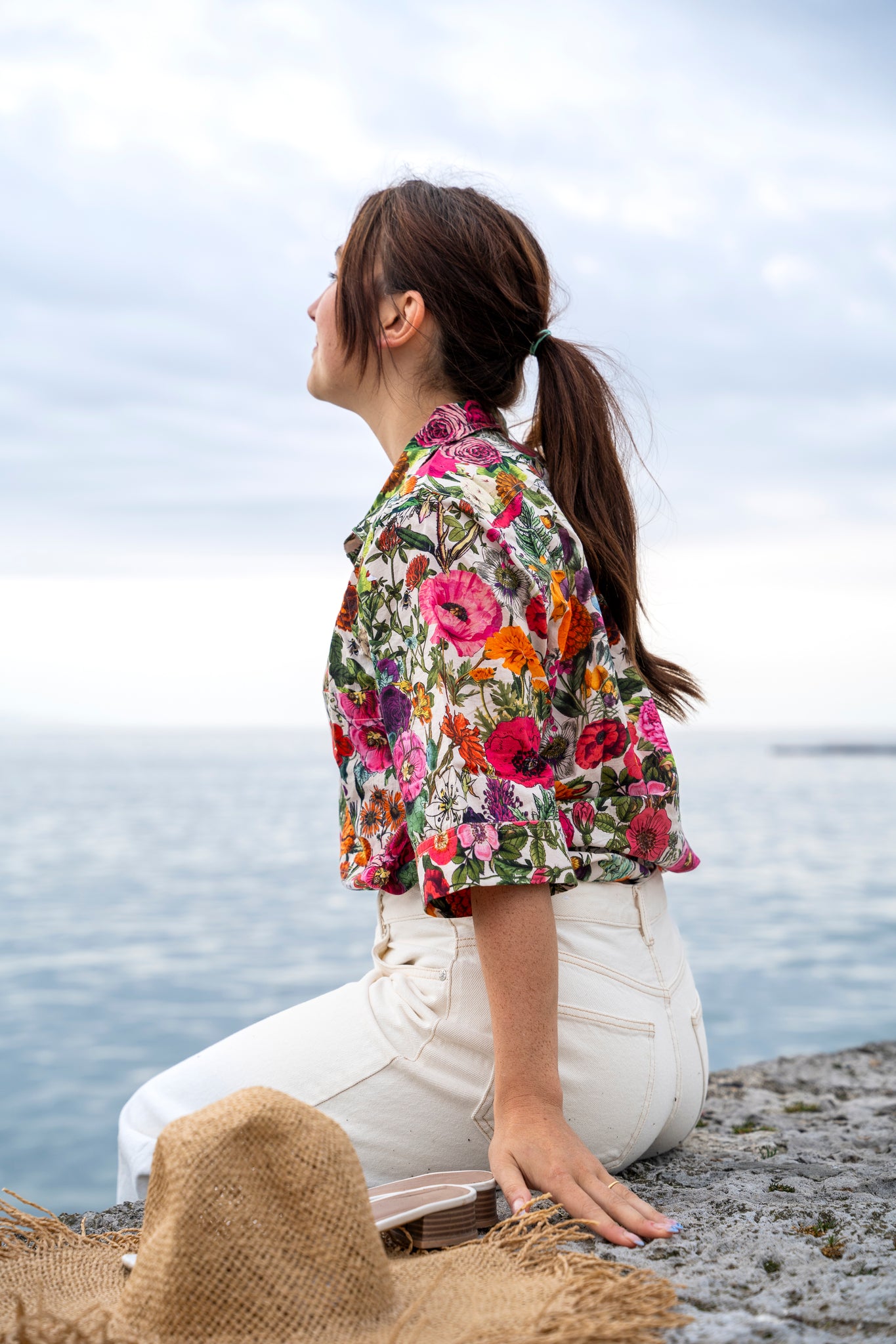 Rosehip Design Abbey cotton shirt has elbow length sleeves with a wide cuff. The hem is curved. Wear it with white jeans, shorts or one of our matching skirts.
Our unique Carnival print design is a riot of colour.