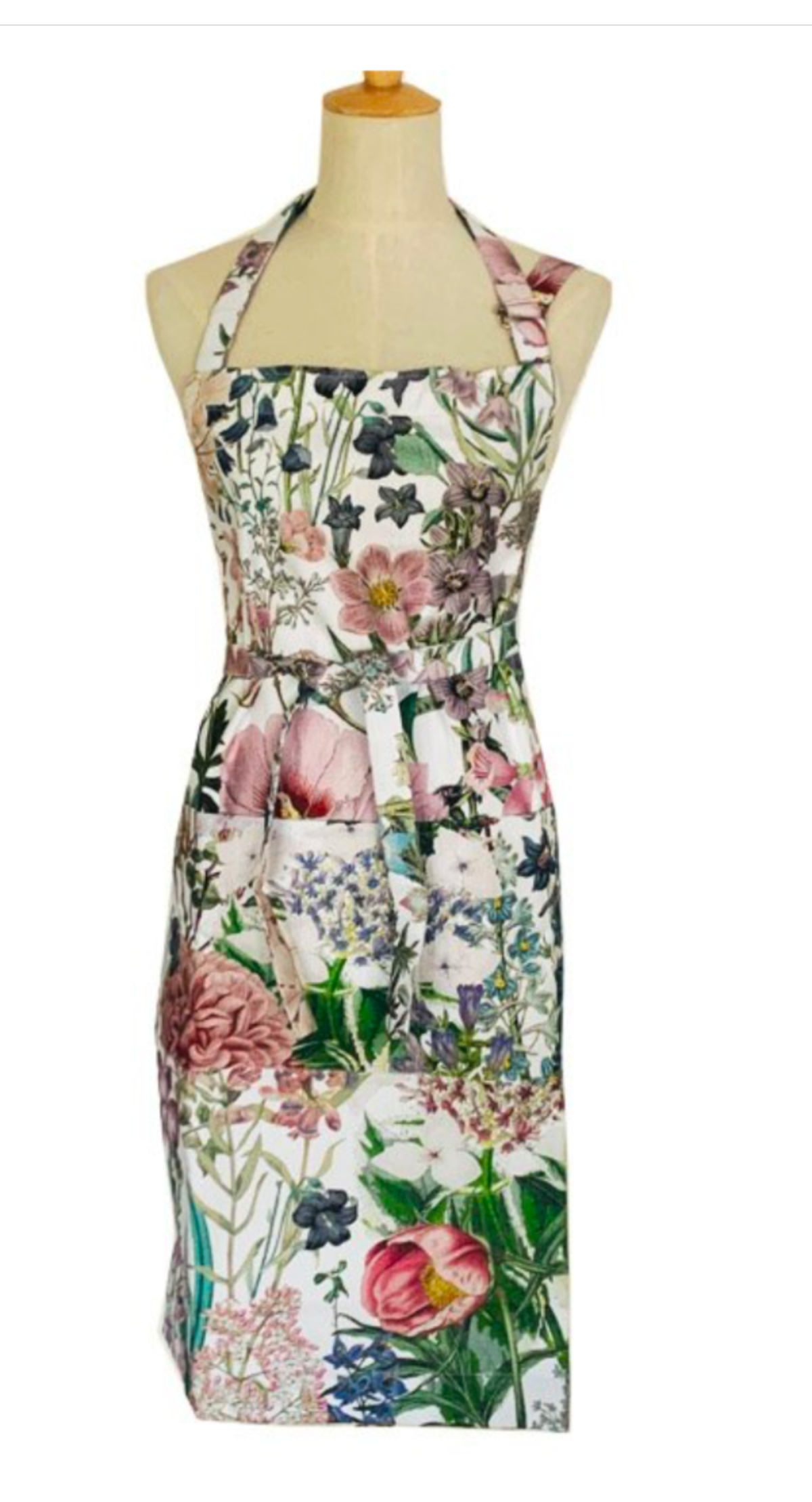 Rosehip Design Apron - a heavyweight 100% cotton Apron with adjustable neck strap and two generous deep pockets in our pretty Pansies design