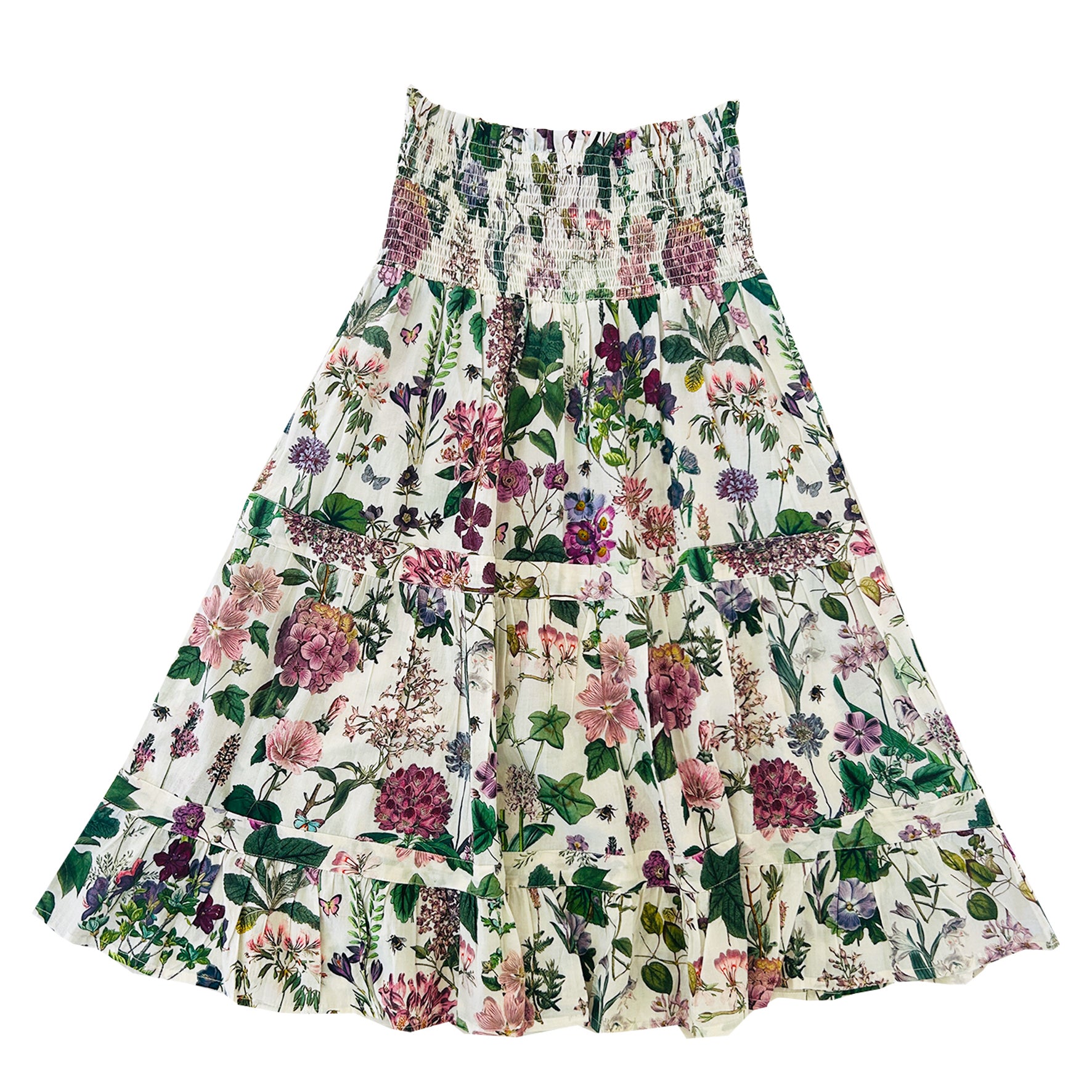 Rosehip Design Bella Cotton Skirt is a beautifully feminine, effortlessly comfortable piece. Made from soft, breathable cotton with a flattering shirred waistband to provide a flexible, comfortable fit. The tiered design adds movement & a touch of romantic charm. The addition of practical pockets makes it functional & stylish.
Pair with a simple tee or the coordinating Hannah Shirt. Bella is a versatile staple to bring an effortless elegance to your wardrobe. It&