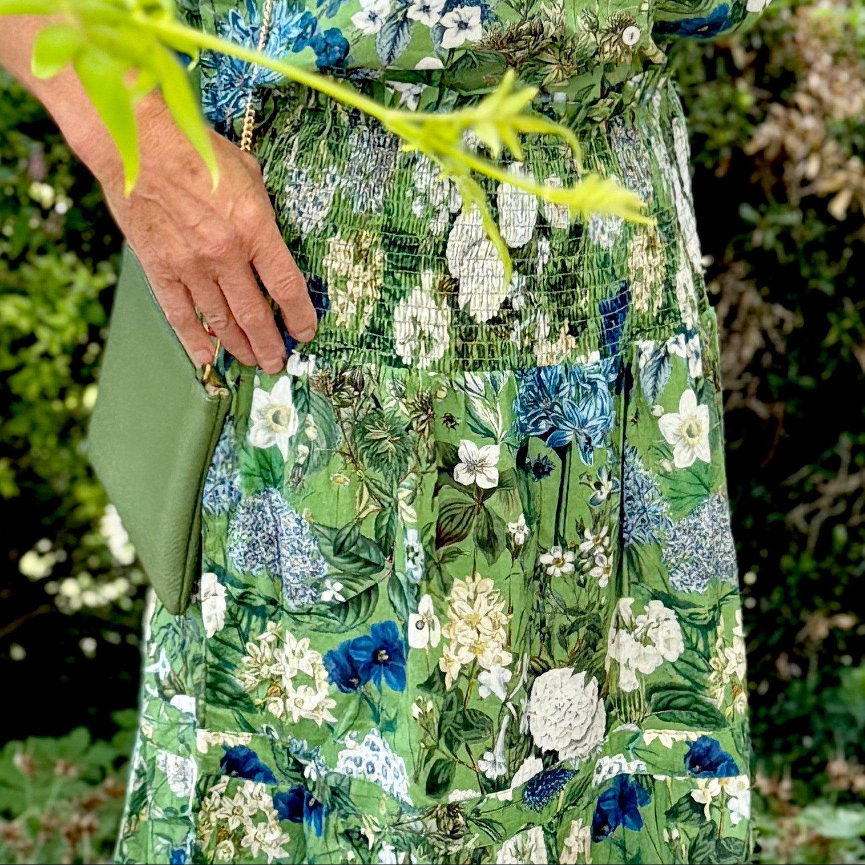 Rosehip Design Bella Cotton Skirt in our Spring Greens design is a beautifully feminine, effortlessly comfortable piece, perfect for Summer. Made from soft, breathable cotton with a flattering, flexible shirred waistband. The tiered design adds movement and a touch of romantic charm, while the addition of practical pockets makes it as functional as it is stylish.
Whether paired with a simple tee or the coordinating Hannah Shirt, it&