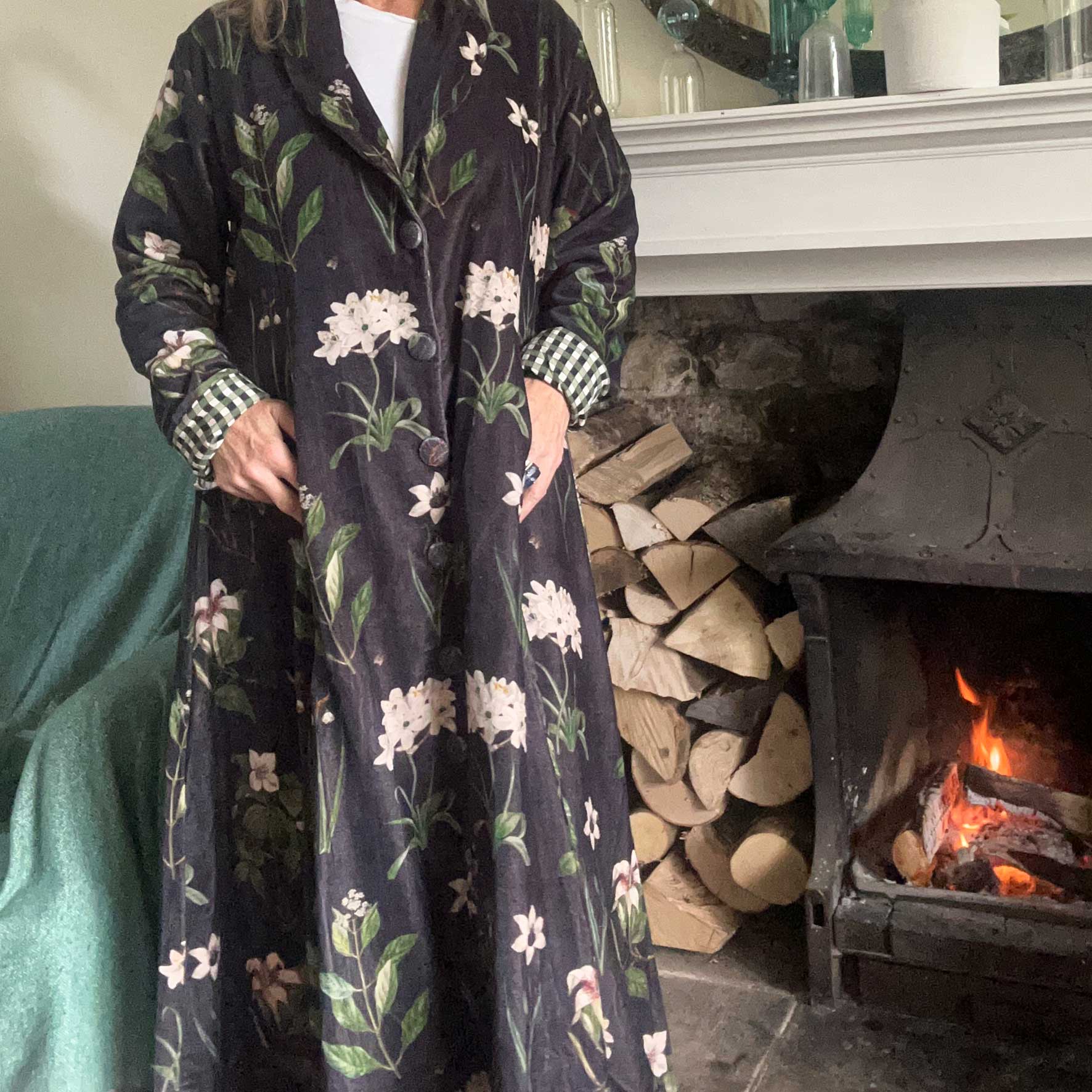 Carla Velvet Coat Dress - Serenity