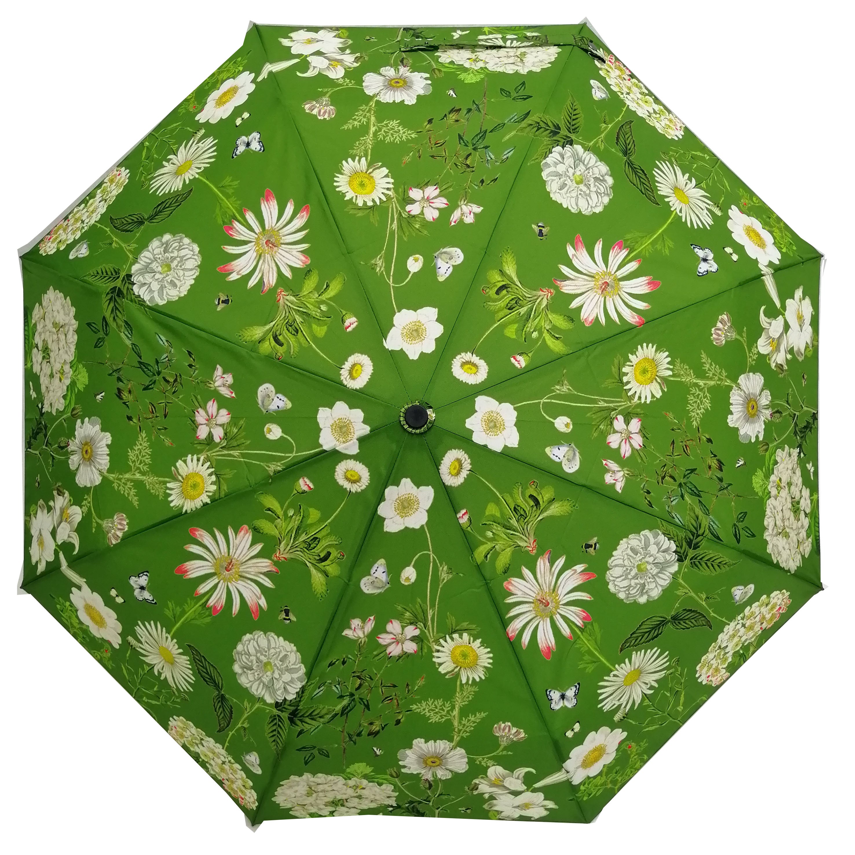 Rosehip Design Folding Umbrella is a sturdy, practical and waterproof rain umbrella with an auto pop-up button, perfectly sized for your car, bag or pocket. Our Heavenly Green design adds a touch of elegance with its verdant floral pattern, bringing a hint of nature&