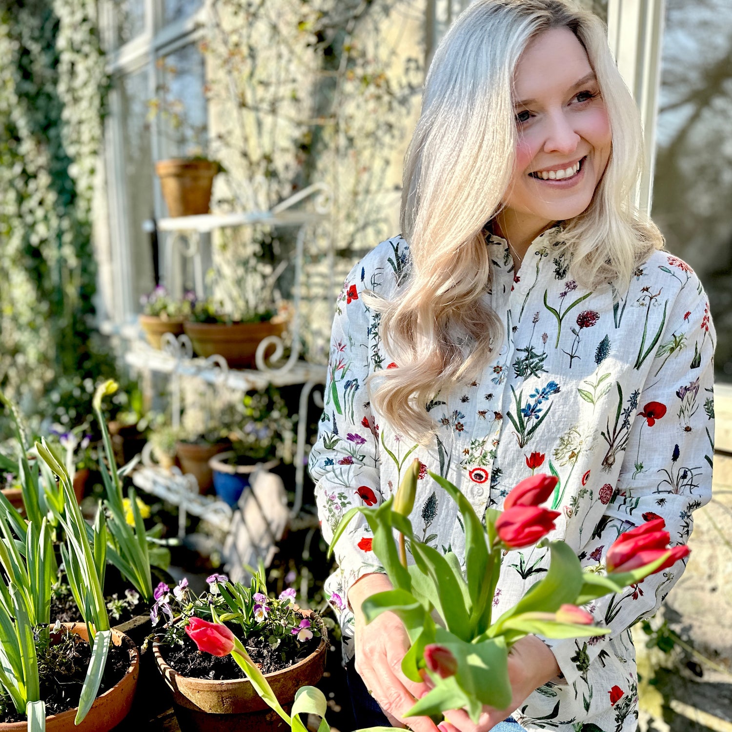 Embrace the blooming season with the Rosehip Design Harriet Linen Shirt. This classic piece features front buttons and long sleeves with a cuff for a timeless look. The side button detail adds a touch of uniqueness, while the floral design adds a playful twist. Stay on trend in our April Botanical design.