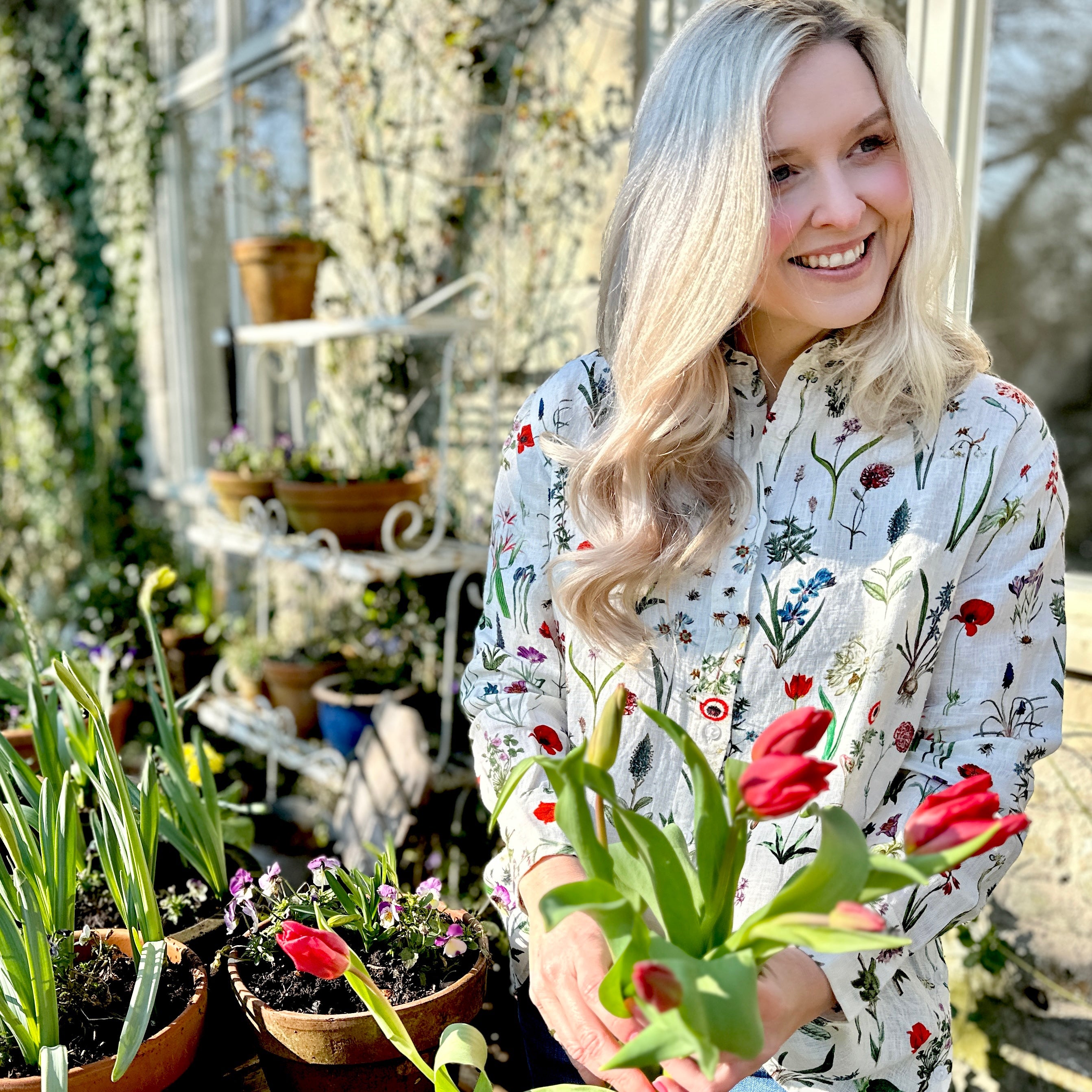 Embrace the blooming season with the Rosehip Design Harriet Linen Shirt. This classic piece features front buttons and long sleeves with a cuff for a timeless look. The side button detail adds a touch of uniqueness, while the floral design adds a playful twist. Stay on trend in our April Botanical design.