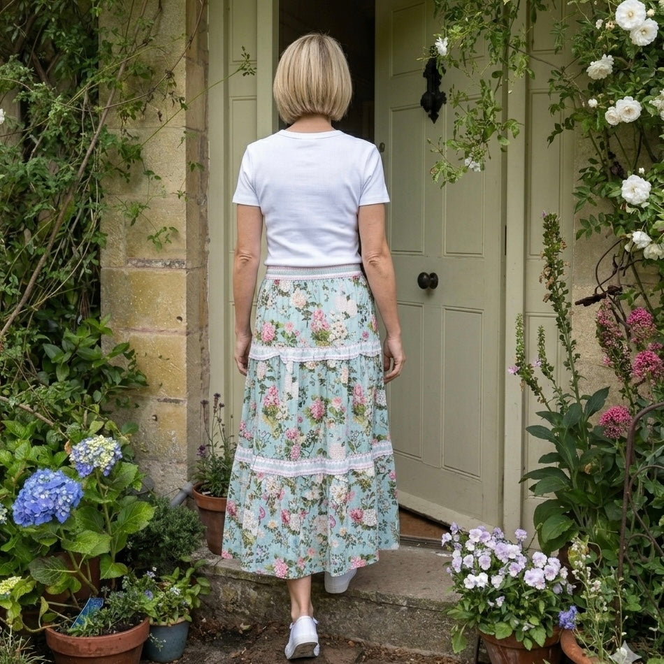 Zoe Tiered Skirt - Bouquet Blue
