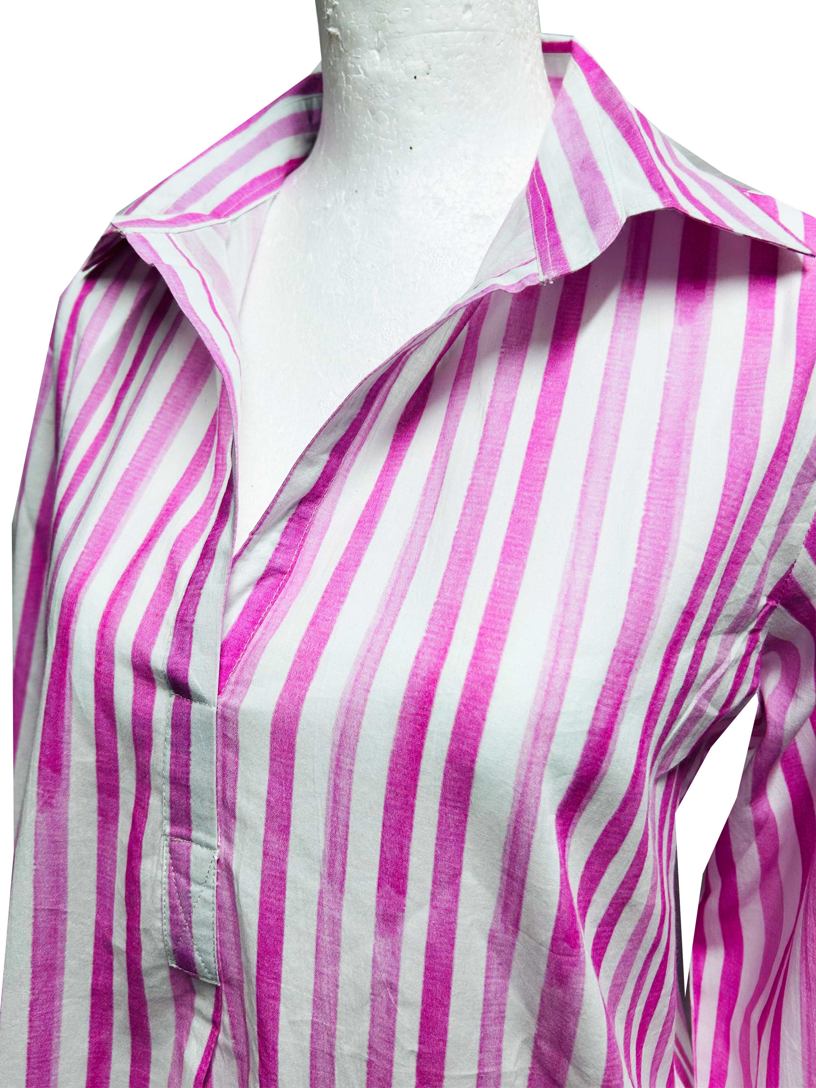 Rosehip Design Julia is a tunic style shirt with playful pink, washed stripes. It&