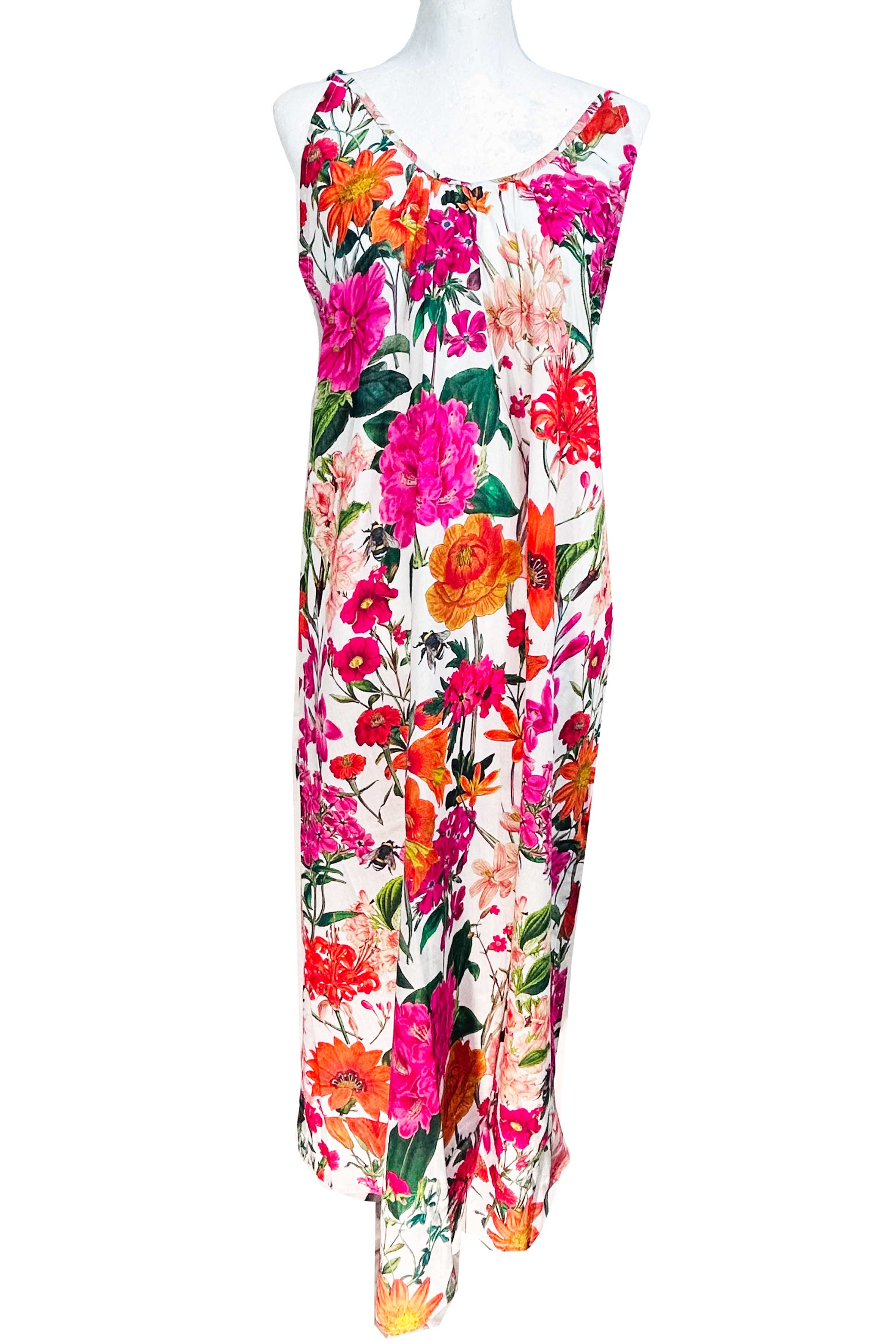 Rosehip Design Long Strappy Nighties look beautiful in our bold Radiance print on 100% Cotton Voile. The Nighties are loose and comfortable to sleep in with an elasticated back and adjustable straps.