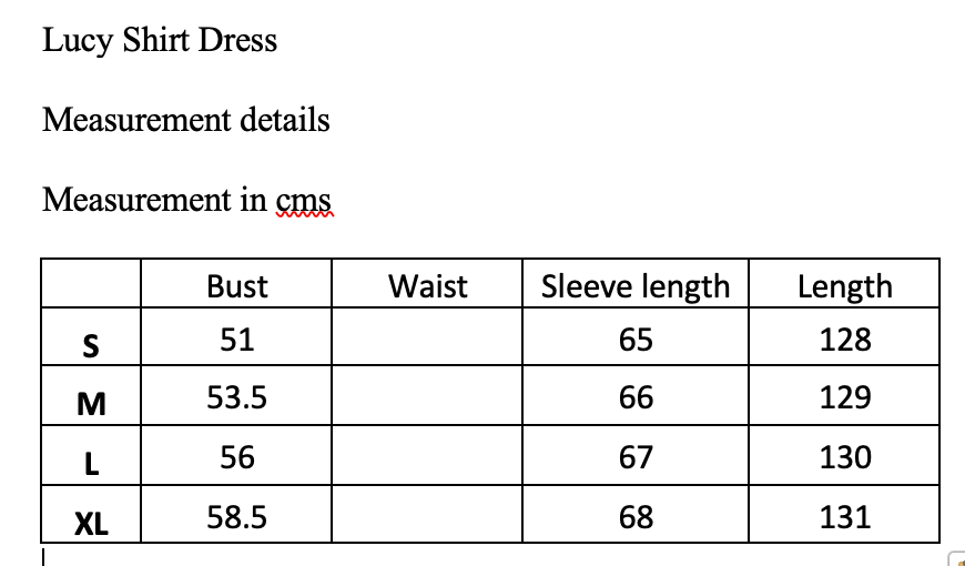 Rosehip Design Lucy Linen Dress Sapphire Sizing Guide