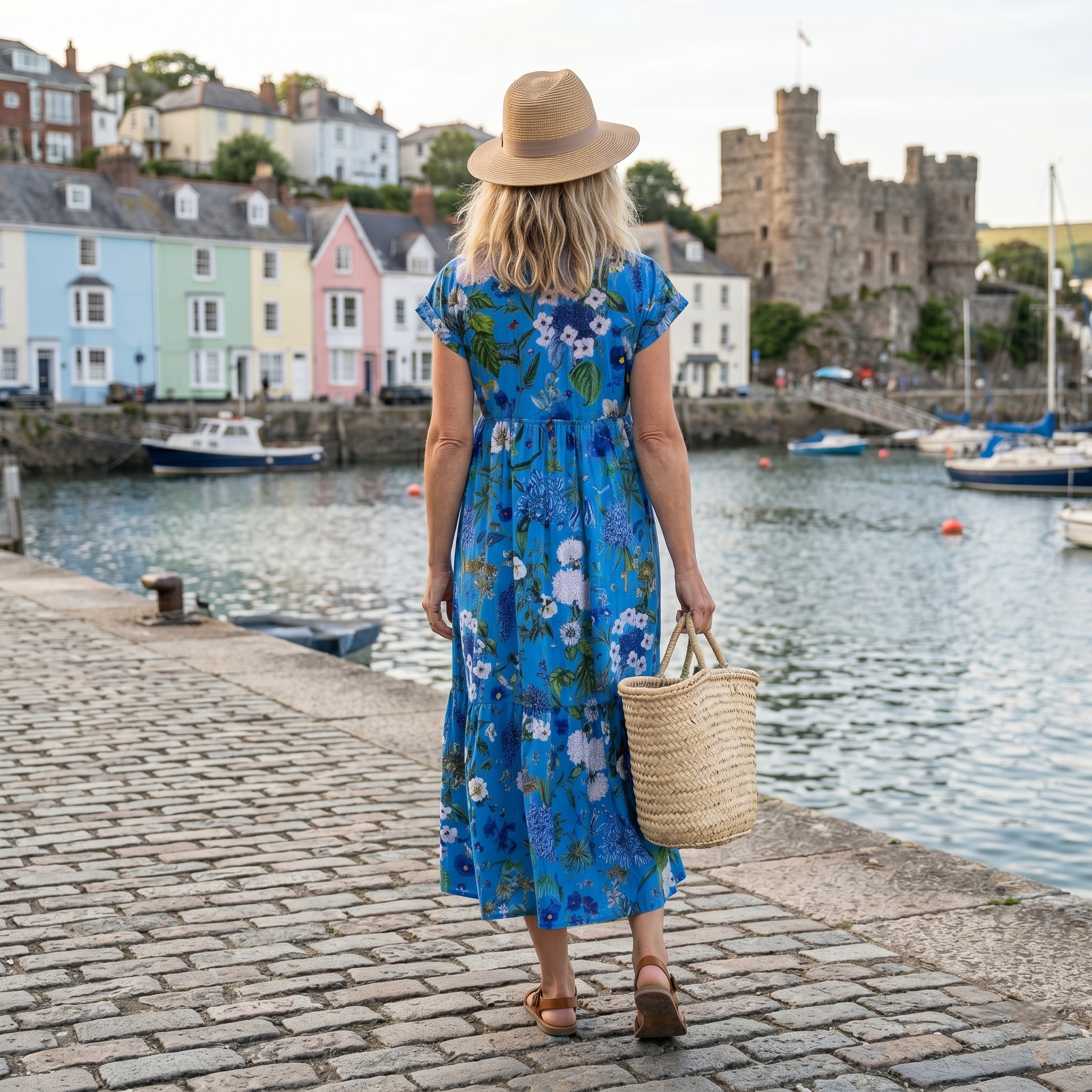 Olivia Cotton Dress - Cobalt Blue