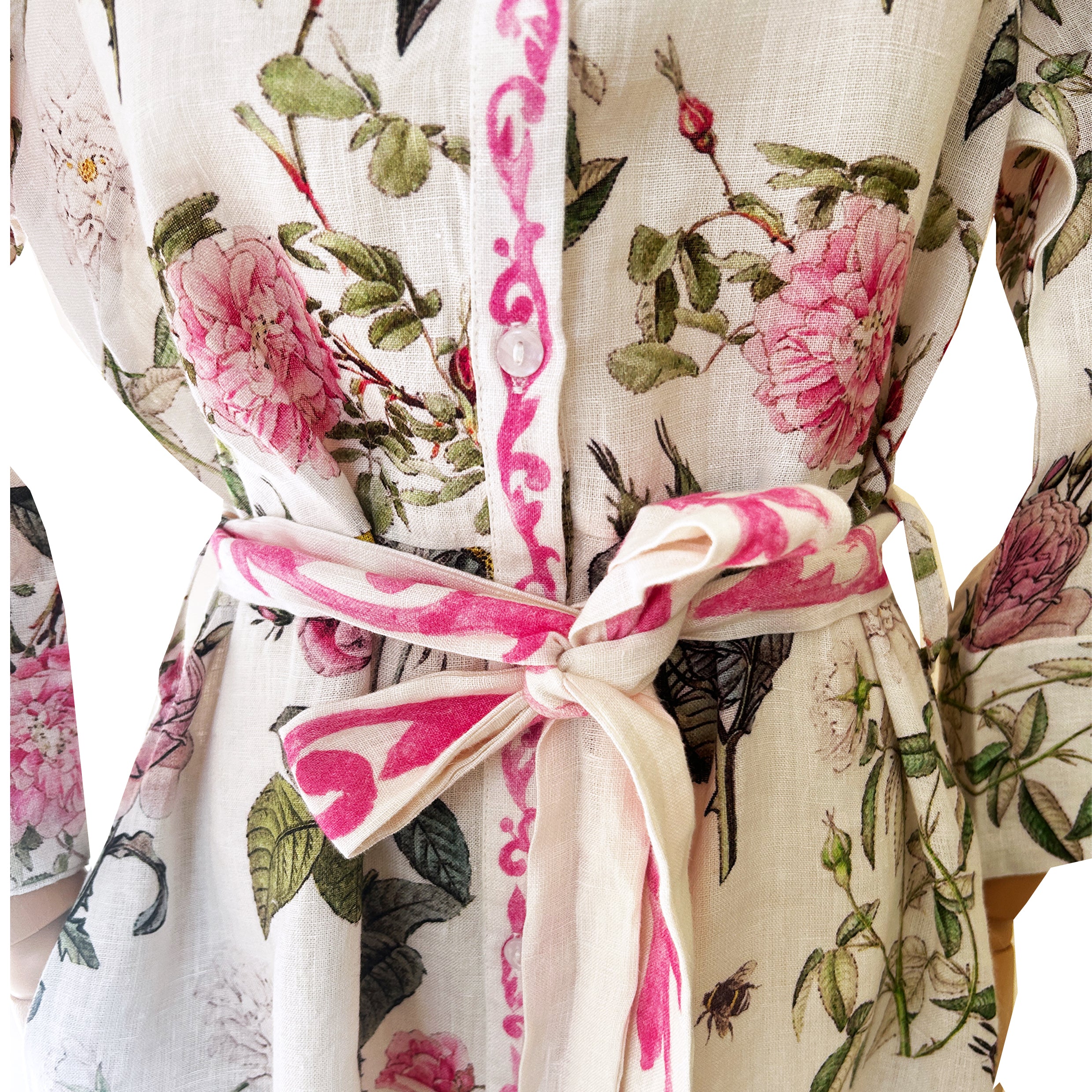Suzie Linen Dress - Rose Garden