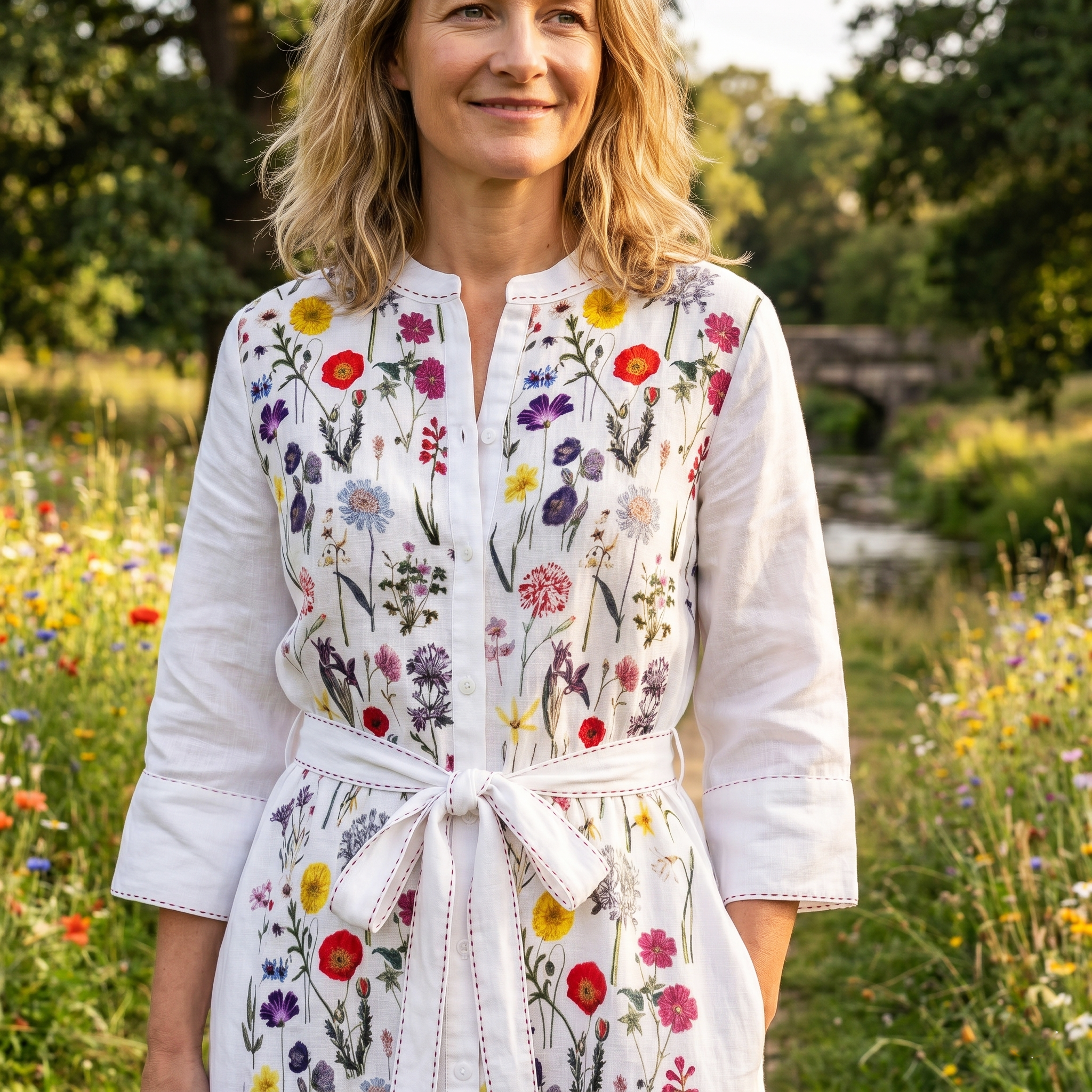 Suzie Linen Dress - Summer Bulbs