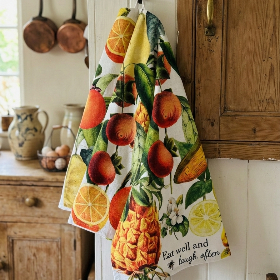 This stylish tea towel from Rosehip Design features a vibrant, vintage-inspired floral themed print.
Made from 100% cotton, this practical and highly absorbent essential makes drying dishes effortless.
Complete with a hanging loop, it is a durable, machine-washable accessory.
Also available in matching Apron and Heart Pot Holder.