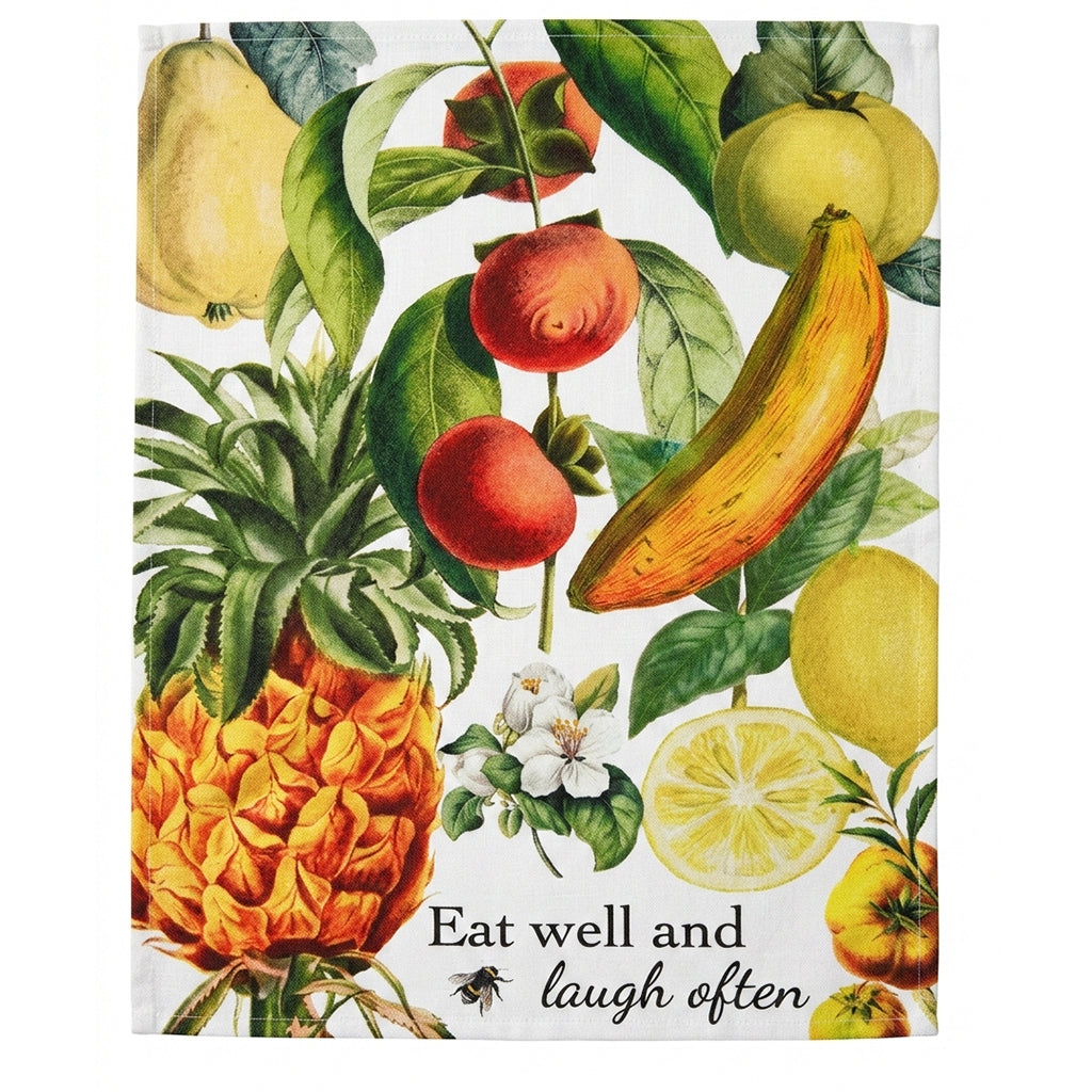This stylish tea towel from Rosehip Design features a vibrant, vintage-inspired floral themed print.
Made from 100% cotton, this practical and highly absorbent essential makes drying dishes effortless.
Complete with a hanging loop, it is a durable, machine-washable accessory.
Also available in matching Apron and Heart Pot Holder.