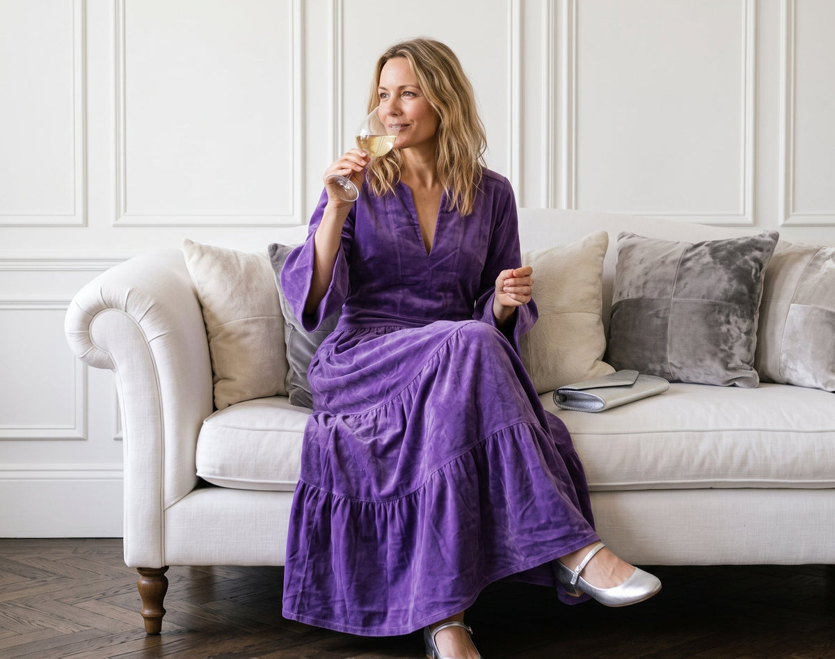 Annabel Velvet Dress - Violet