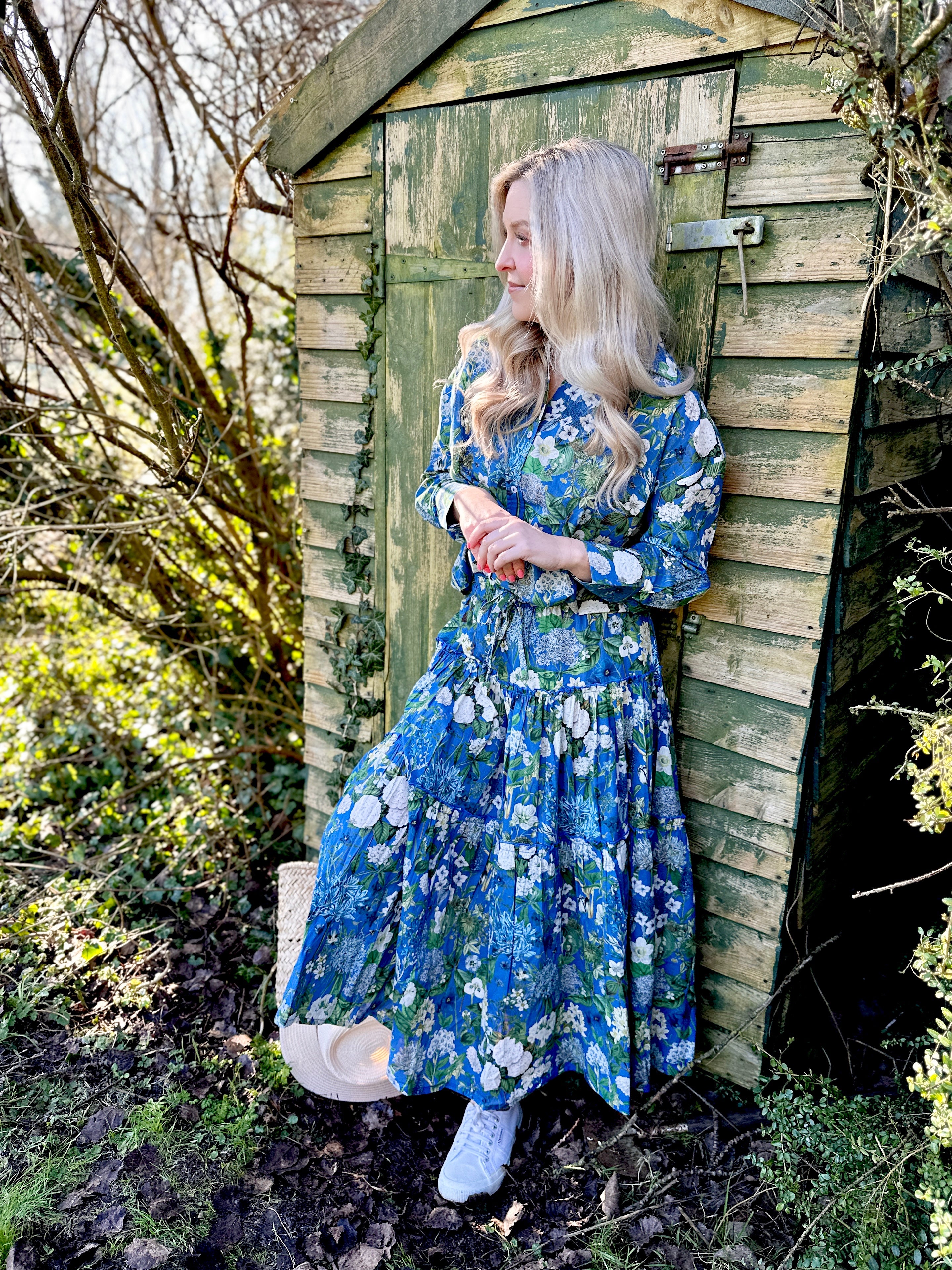 Sally Cotton Skirt - Spring Blues