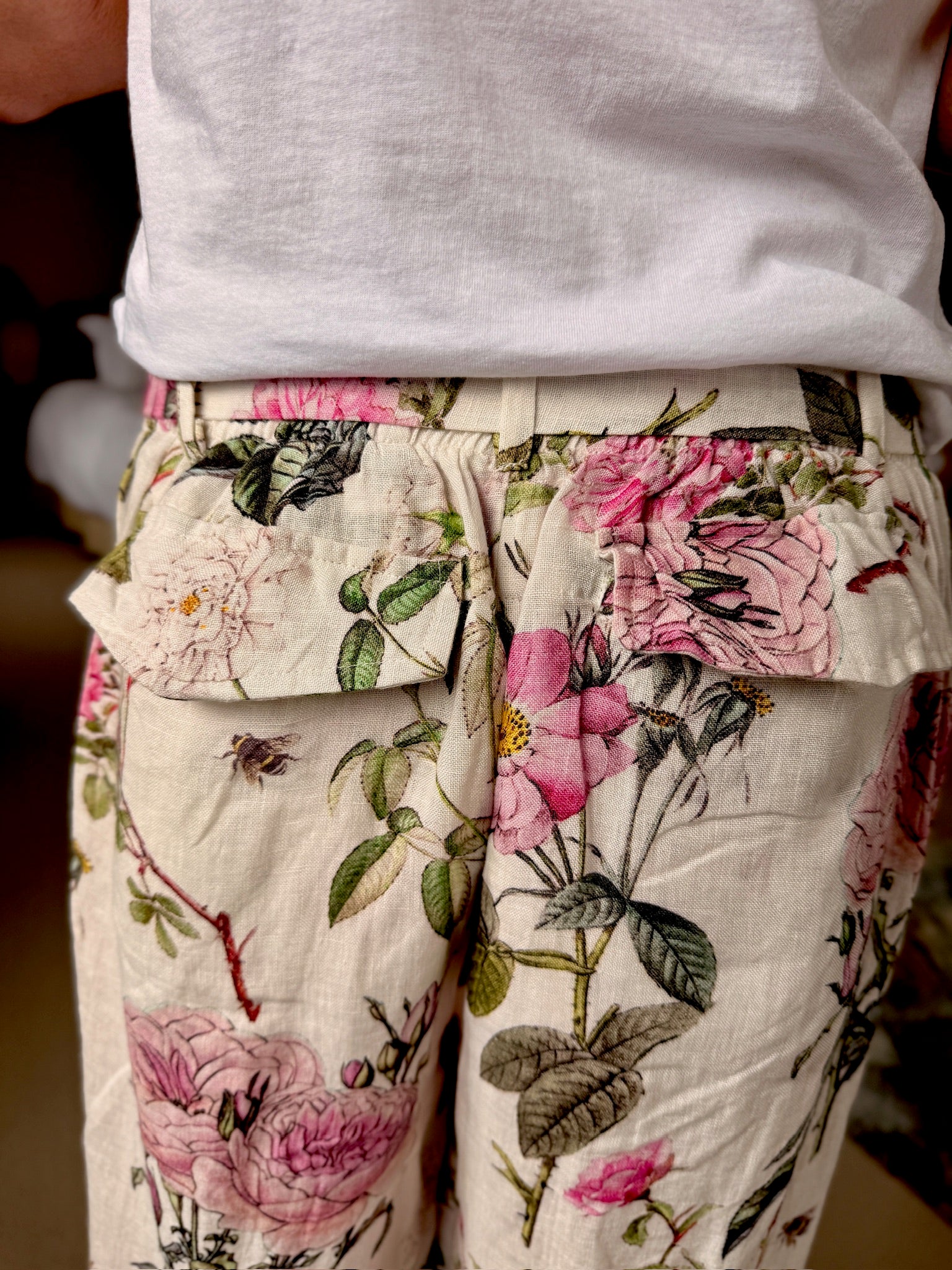 Tessa Linen Trousers - Rose Garden