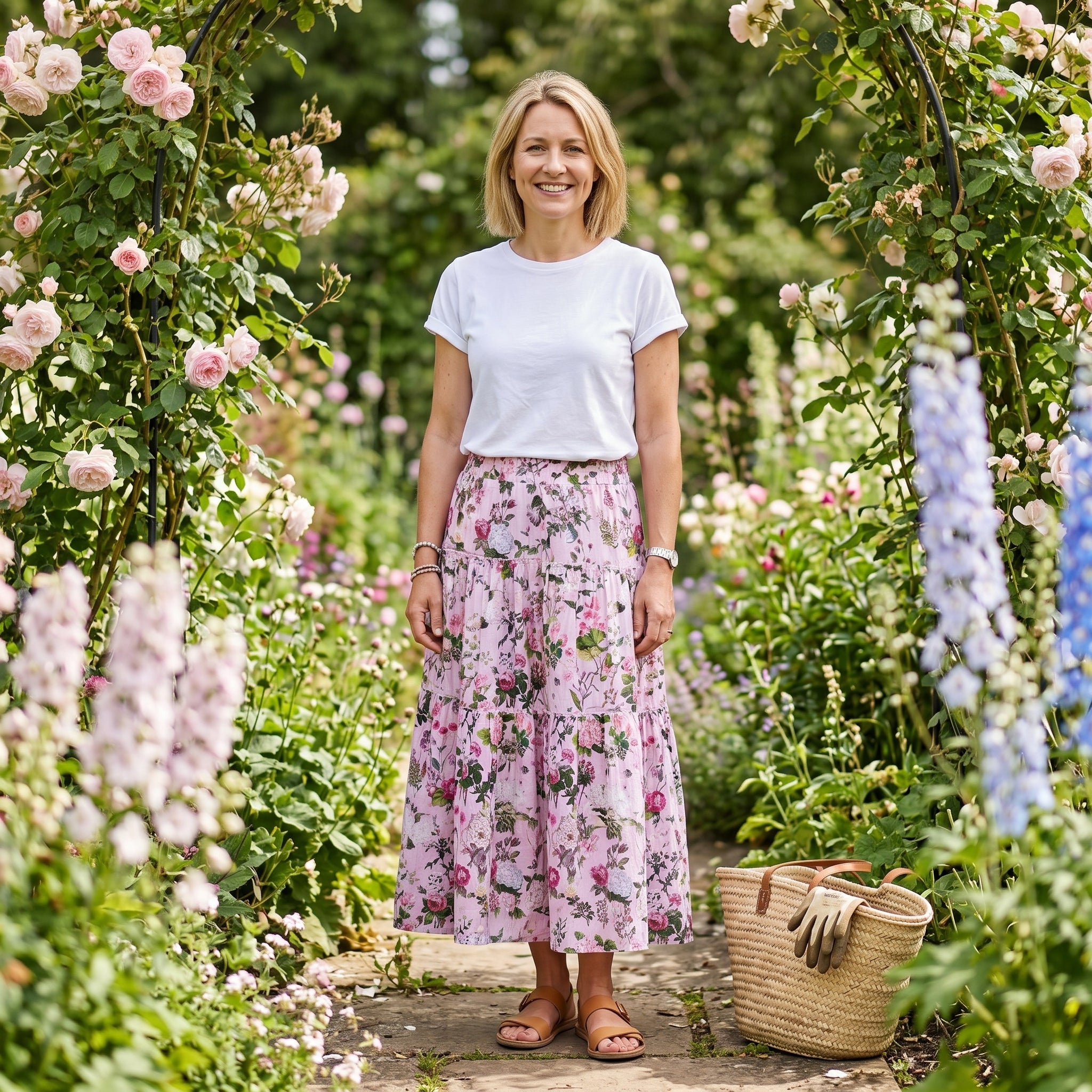 Sally Cotton Skirt - Pink Bouquet