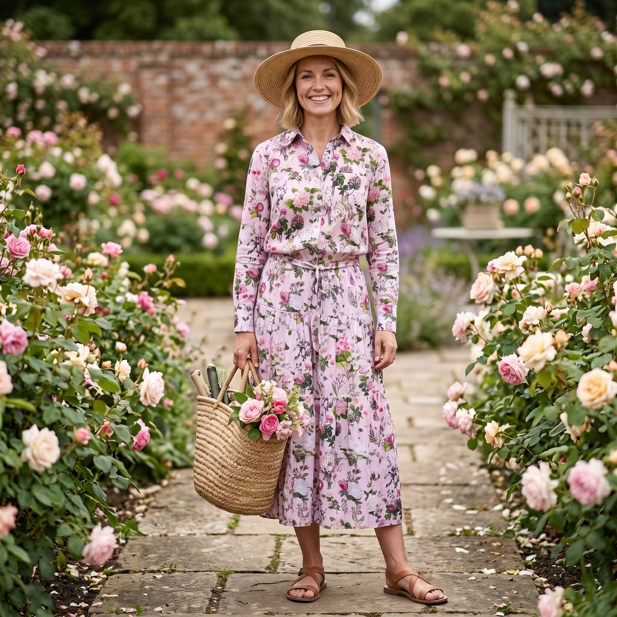 Sally Cotton Skirt - Pink Bouquet