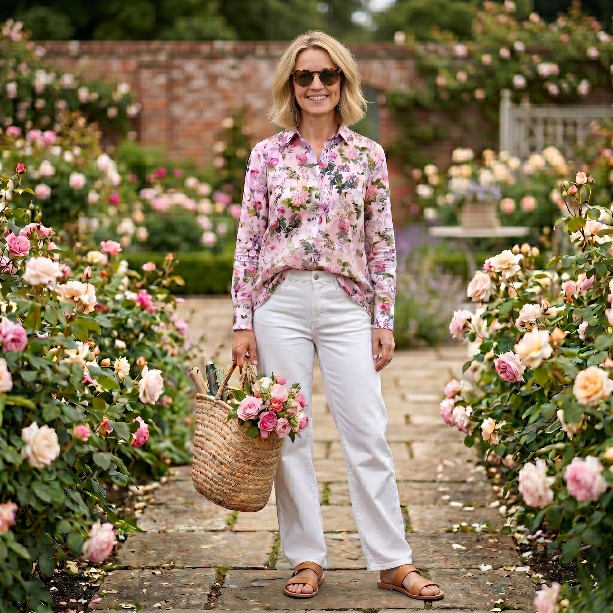 Stacey Cotton Shirt - Pink Bouquet