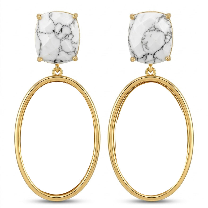 White Howlite and Hoop Earrings