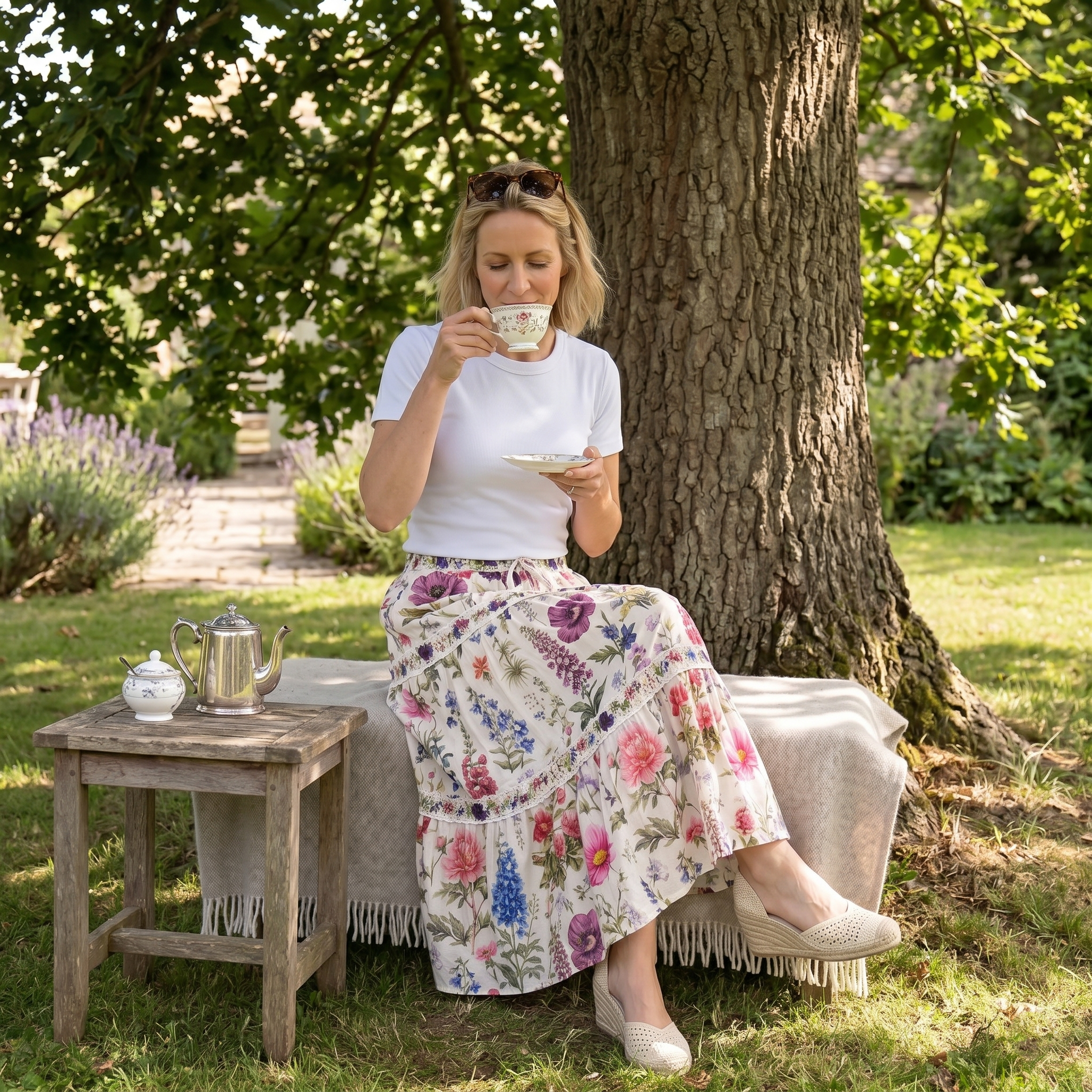 Zoe Tiered Skirt - English Garden