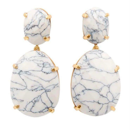 Double White Howlite Stone Earrings