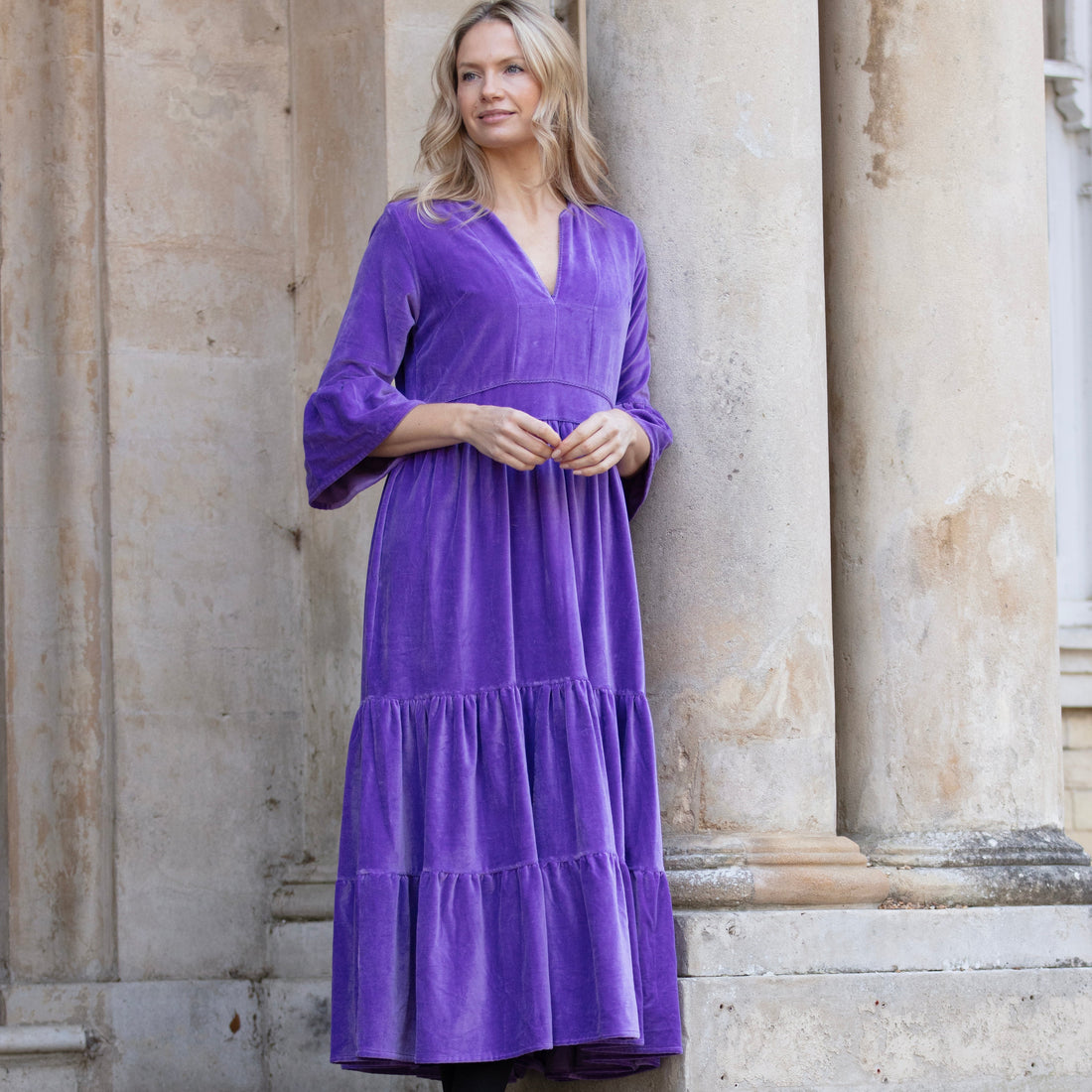 Annabel Velvet Dress - Violet