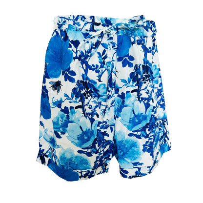 Rosehip Design Abbey Shorts - soft, lightweight cotton shorts in our beautiful Blue Rose design