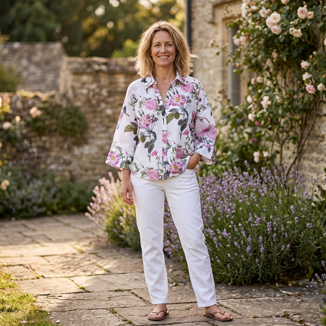 Amelia Cotton Shirt - Rose Garden