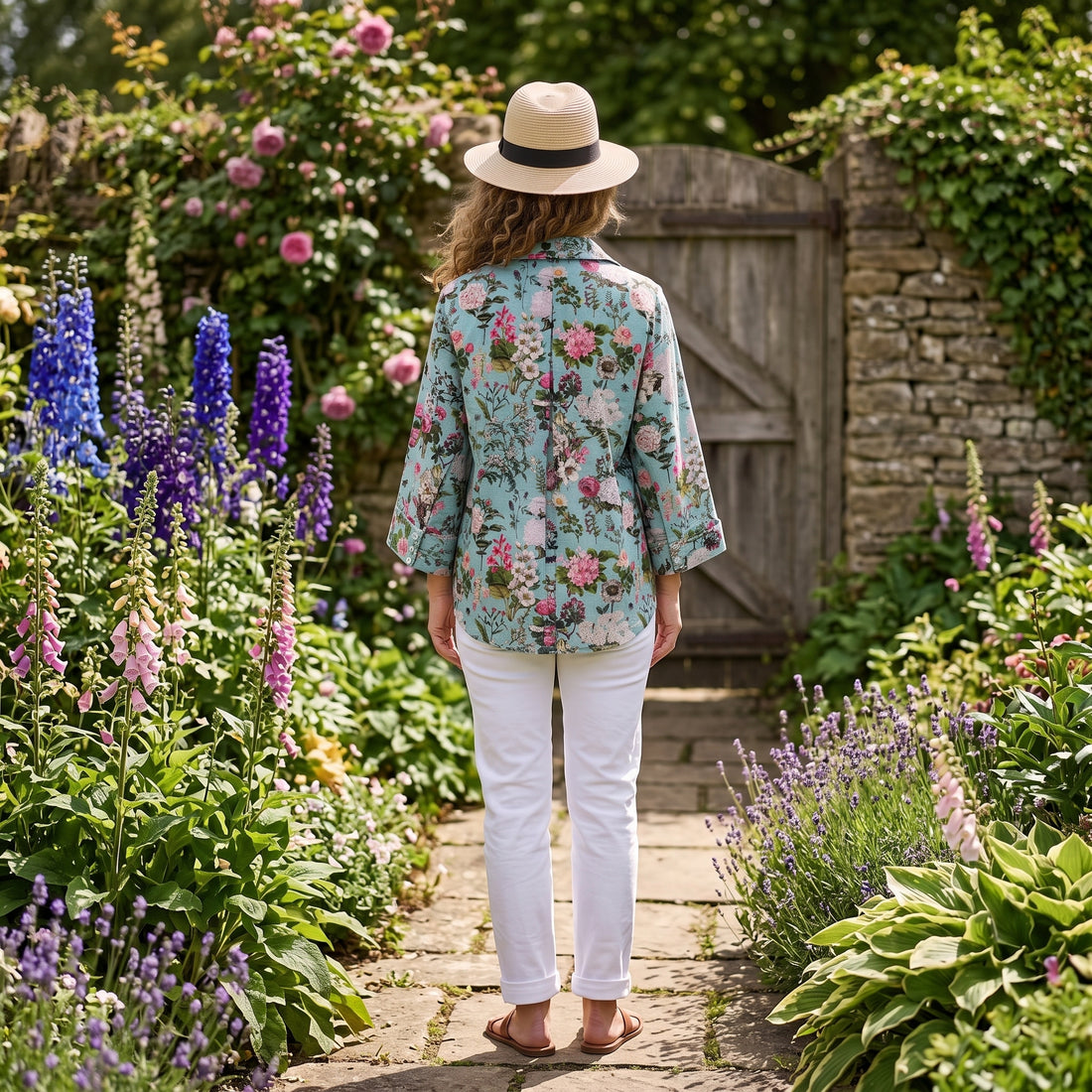 Amelia Cotton Shirt - Blue Bouquet