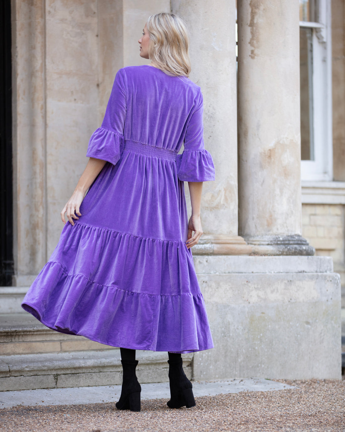 Annabel Velvet Dress - Violet