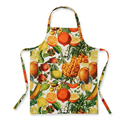 This striking floral apron from Rosehip Design is a stylish and practical choice for cooking or gardening.
The comfortable cotton design features an adjustable neck strap and generous deep pockets for tools.
Durable and machine-washable, it offers full coverage and long-lasting elegance in the kitchen.
Also available in Matching Tea Towels and Heart Pot Holders. 
