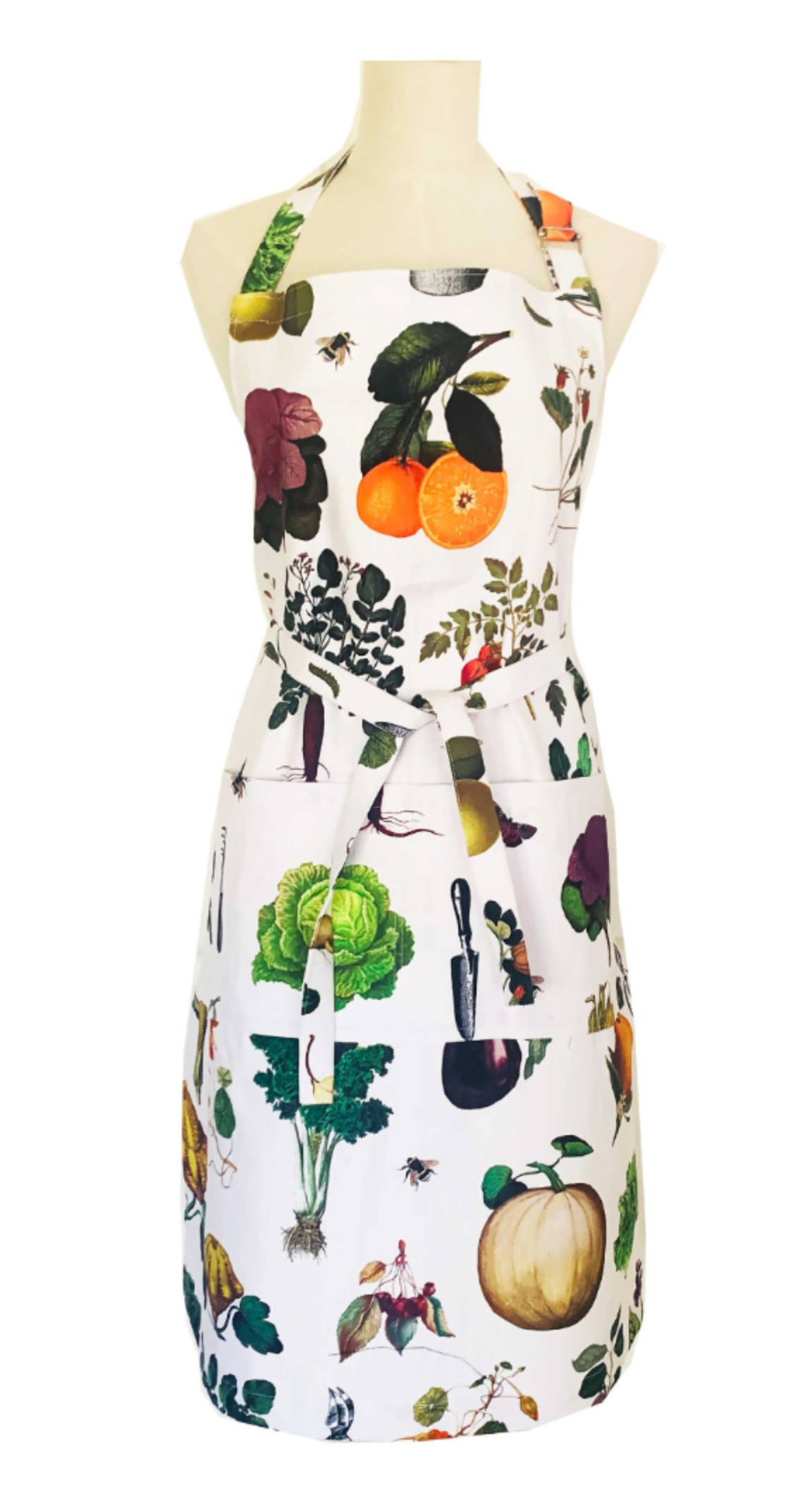 Rosehip Design Apron - a heavyweight 100% cotton Apron with adjustable neck strap and two generous deep pockets in our spectacular Jardiniere design, inspired by nature.