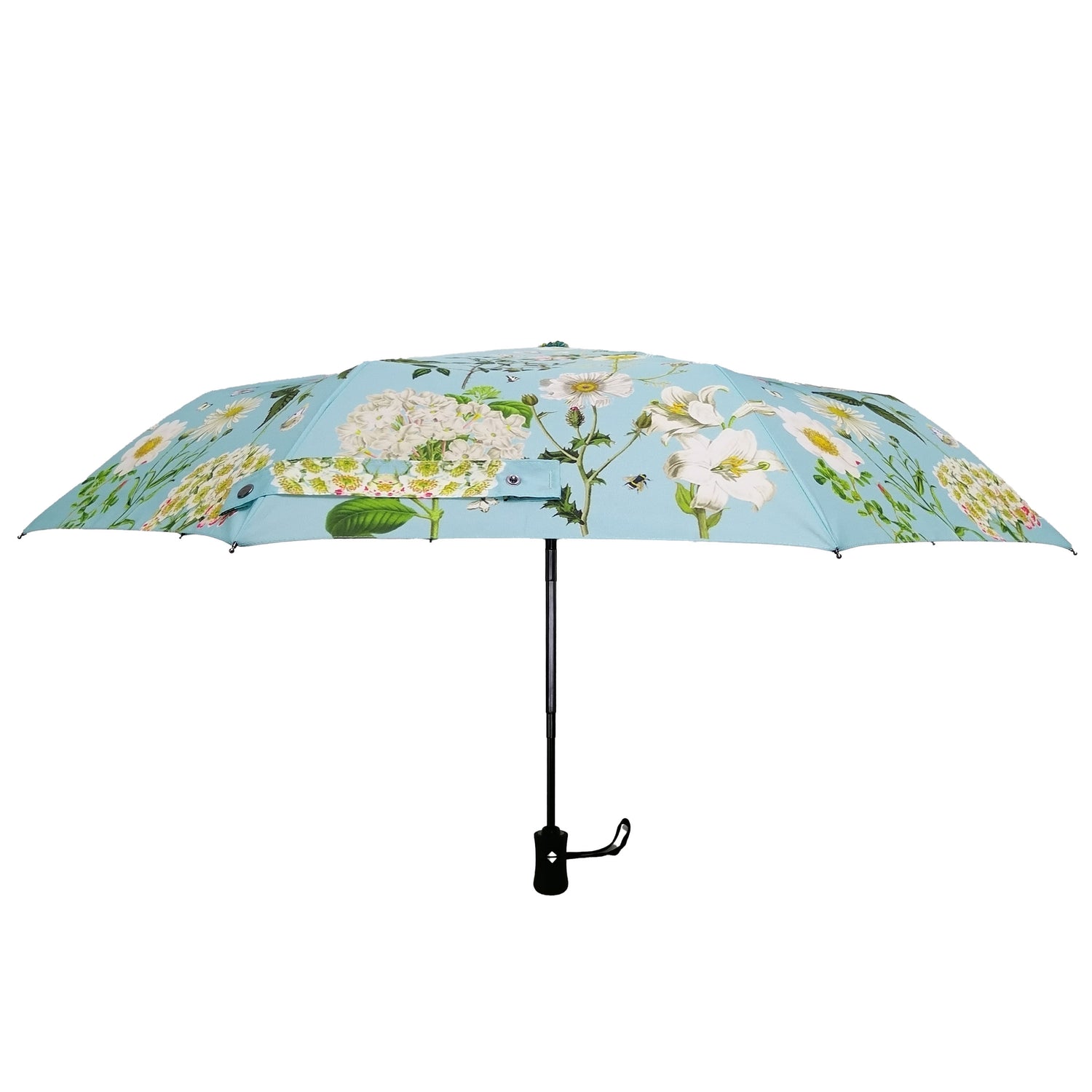 Rosehip Design Folding Umbrella is a sturdy, practical and waterproof rain umbrella with an auto pop-up button, perfectly sized for your car, bag or pocket. Make a statement with our dreamy Heavenly Aqua Design.