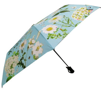 Rosehip Design Folding Umbrella is a sturdy, practical and waterproof rain umbrella with an auto pop-up button, perfectly sized for your car, bag or pocket. Make a statement with our dreamy Heavenly Aqua Design.