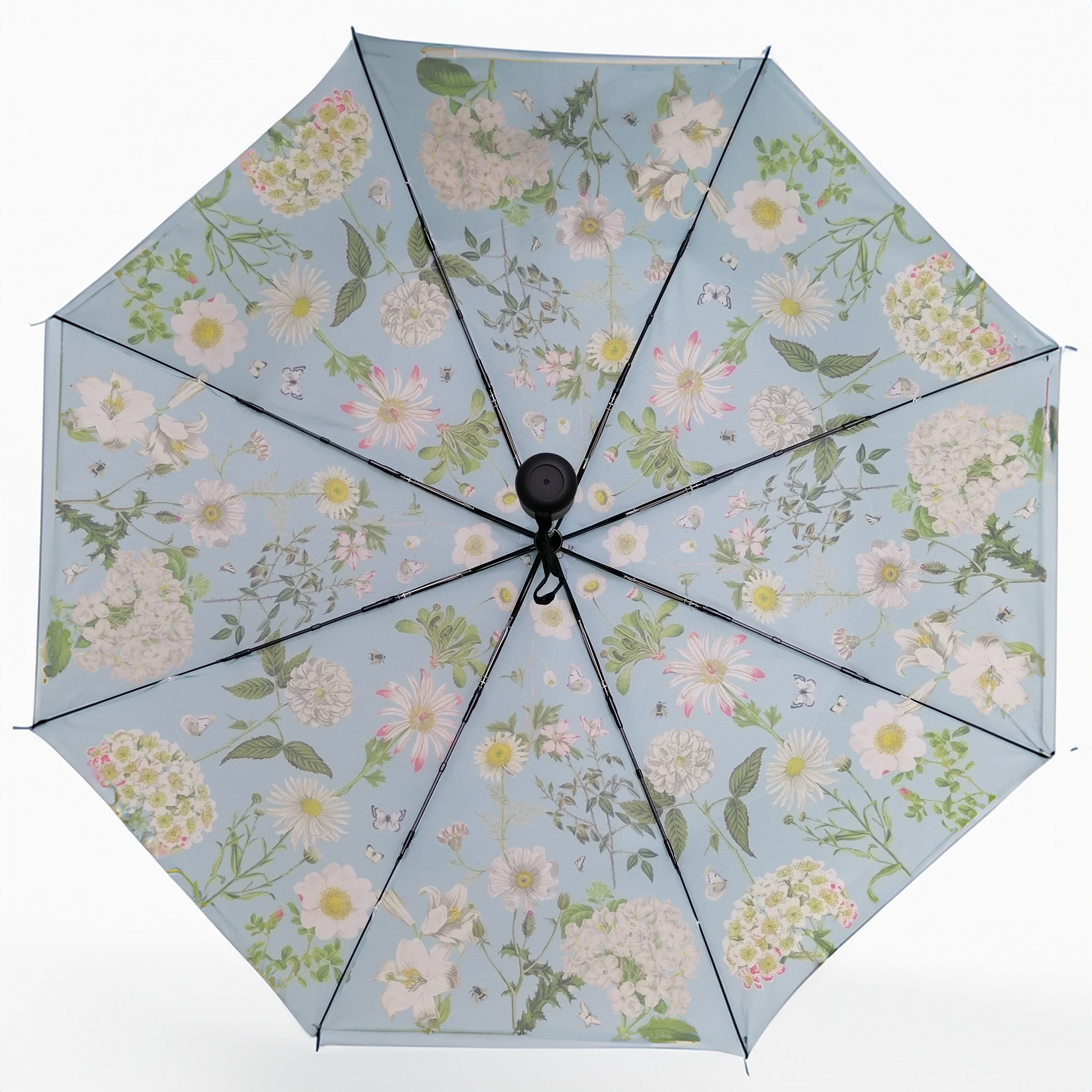 Rosehip Design Folding Umbrella is a sturdy, practical and waterproof rain umbrella with an auto pop-up button, perfectly sized for your car, bag or pocket. Make a statement with our dreamy Heavenly Aqua Design.