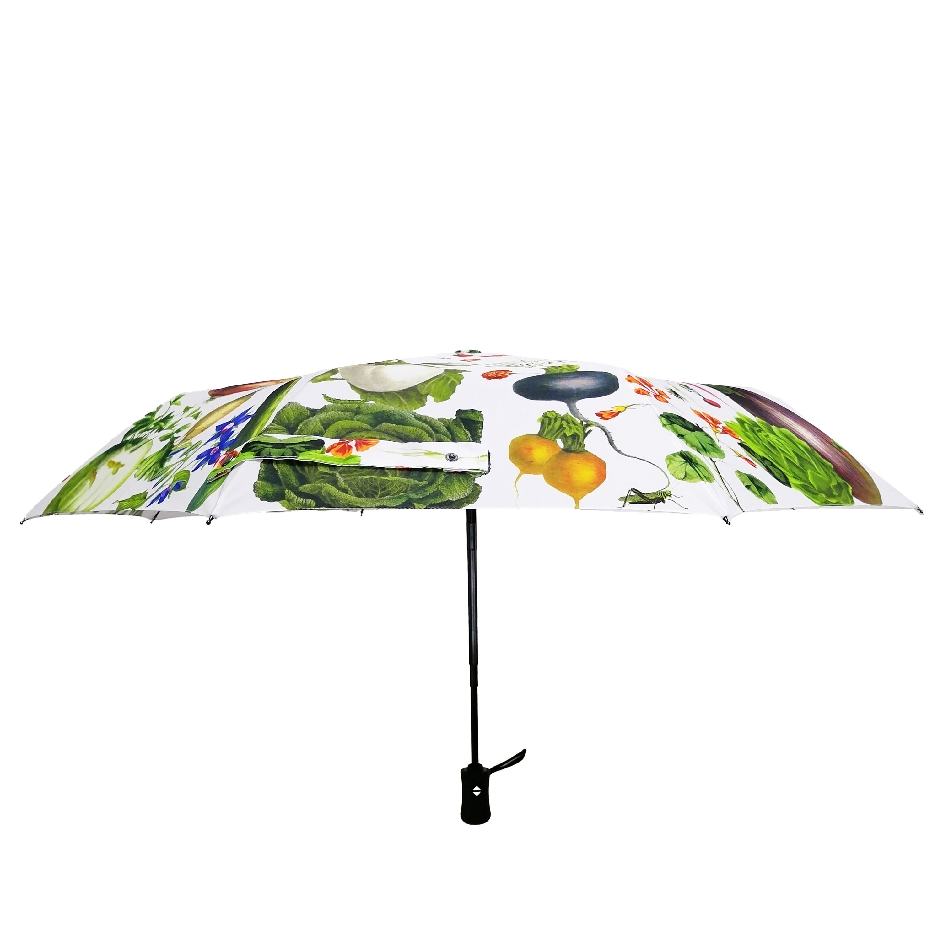 Rosehip Design Folding Umbrella is a sturdy, practical and waterproof rain umbrella with an auto pop-up button, perfectly sized for your car, bag or pocket. Make a statement with our almost edible Jardiniere design.