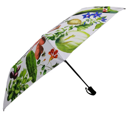 Rosehip Design Folding Umbrella is a sturdy, practical and waterproof rain umbrella with an auto pop-up button, perfectly sized for your car, bag or pocket. Make a statement with our almost edible Jardiniere design.