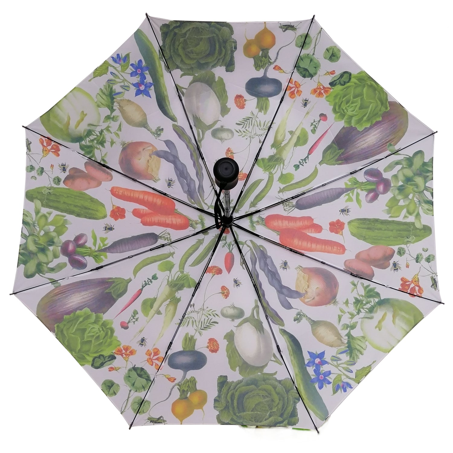 Rosehip Design Folding Umbrella is a sturdy, practical and waterproof rain umbrella with an auto pop-up button, perfectly sized for your car, bag or pocket. Make a statement with our almost edible Jardiniere design.