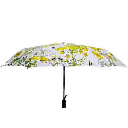 Rosehip Design Folding Umbrella is a sturdy, practical and waterproof rain umbrella with an auto pop-up button, perfectly sized for your car, bag or pocket. Stand out from the crowd with our sunny Mellow Yellow design.