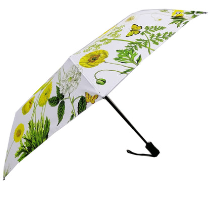 Rosehip Design Folding Umbrella is a sturdy, practical and waterproof rain umbrella with an auto pop-up button, perfectly sized for your car, bag or pocket. Stand out from the crowd with our sunny Mellow Yellow design.