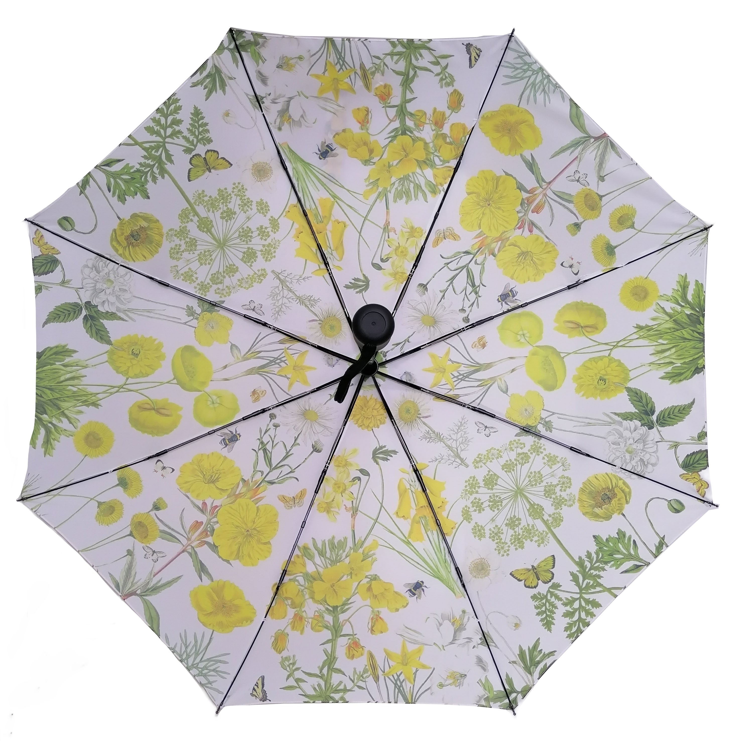 Rosehip Design Folding Umbrella is a sturdy, practical and waterproof rain umbrella with an auto pop-up button, perfectly sized for your car, bag or pocket. Stand out from the crowd with our sunny Mellow Yellow design.