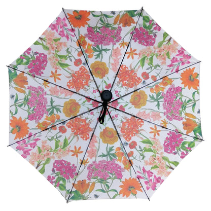 Rosehip Design Folding Umbrella is a sturdy, practical and waterproof rain umbrella with an auto pop-up button, perfectly sized for your car, bag or pocket. Make a statement with our bold Radiance design and it&