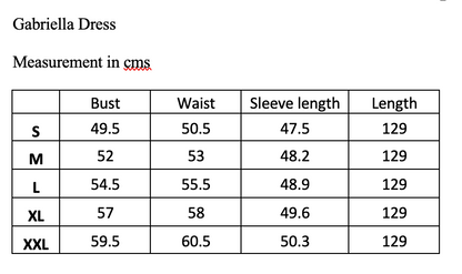 Rosehip Design Gabriella Dress Lavington Sizing Guide