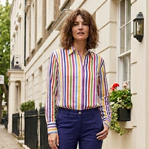 Stacey Satin Shirt - Barton Summer Stripes