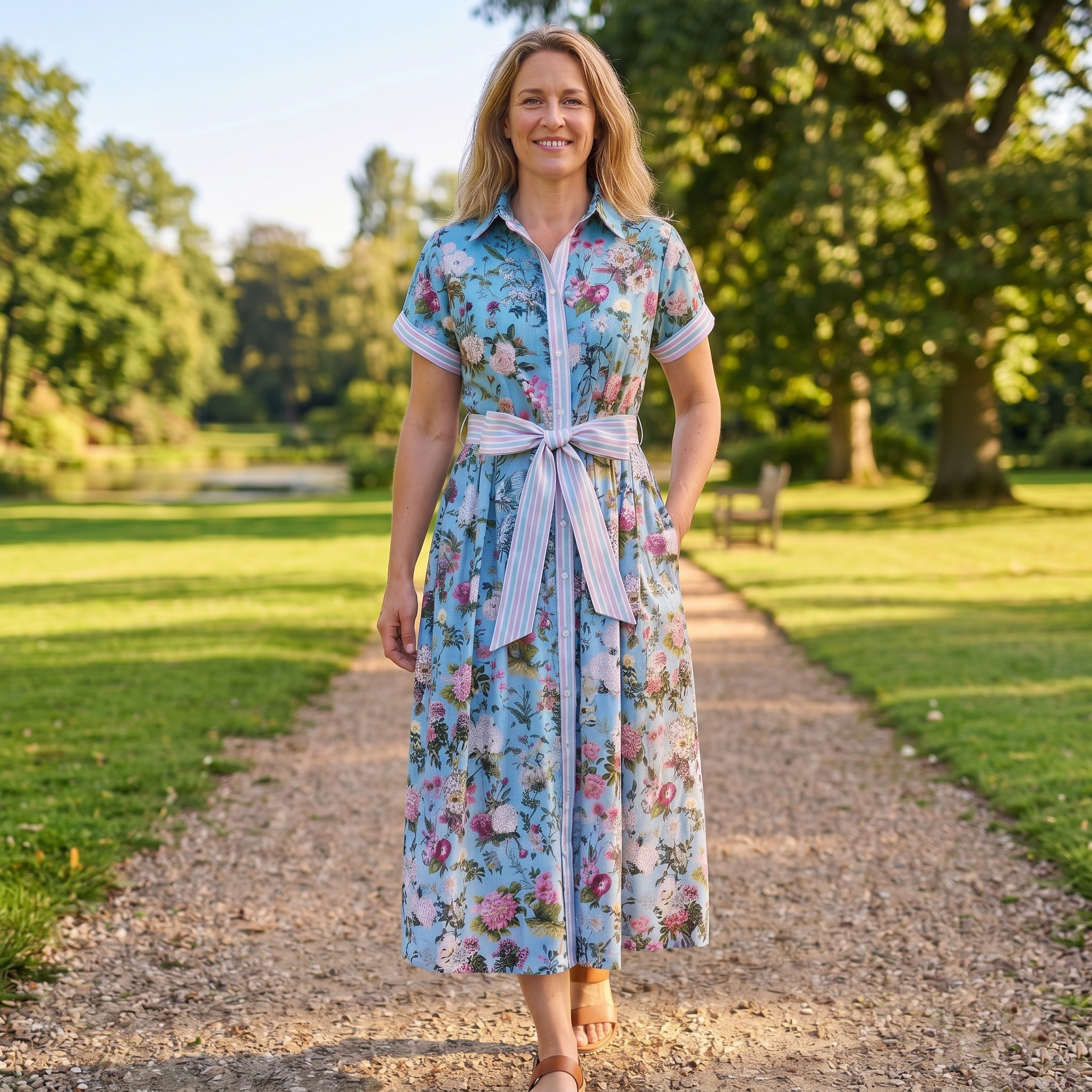 Lottie Cotton Dress - Blue Bouquet