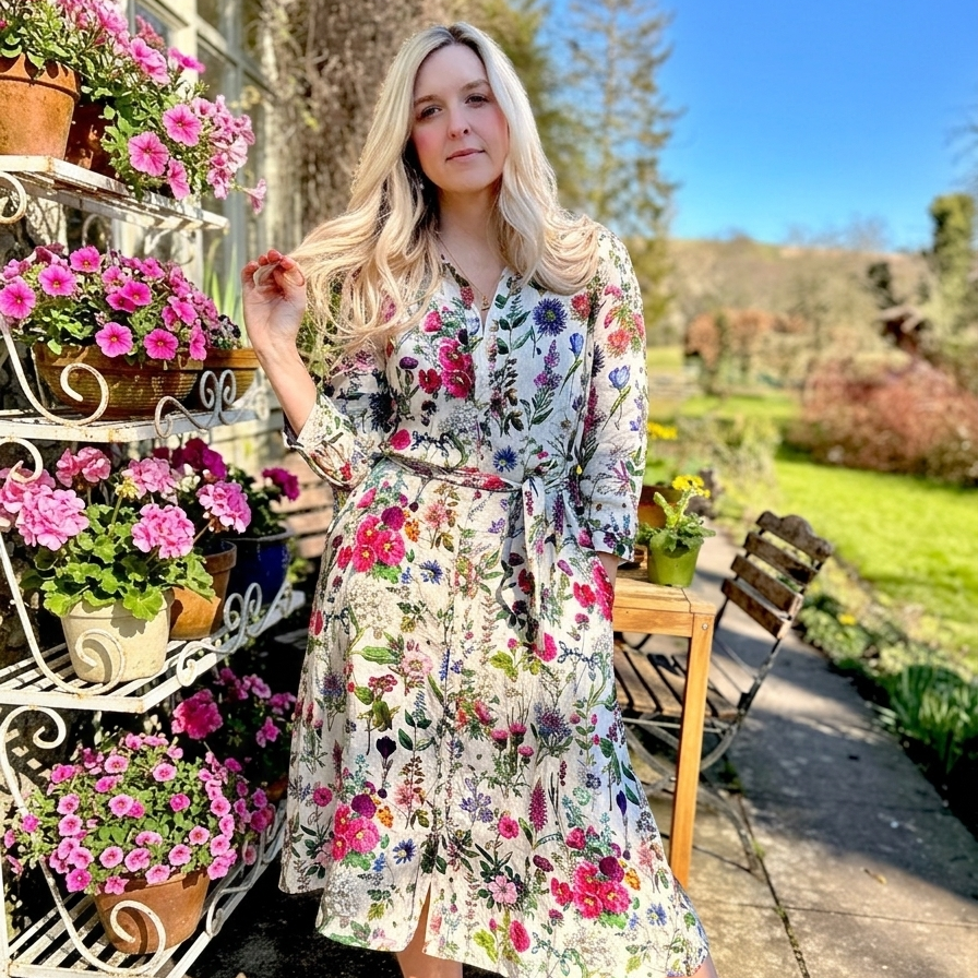 Lydia Linen Dress - Barcelona