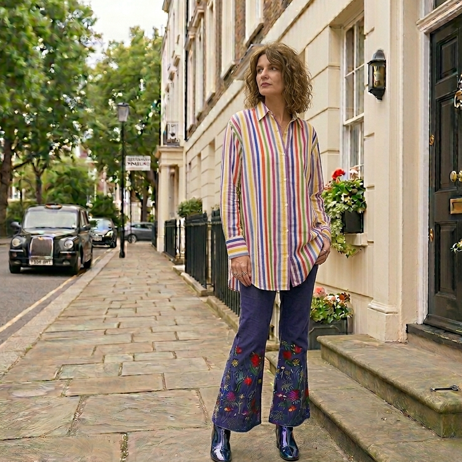 Stacey Satin Shirt - Barton Summer Stripes