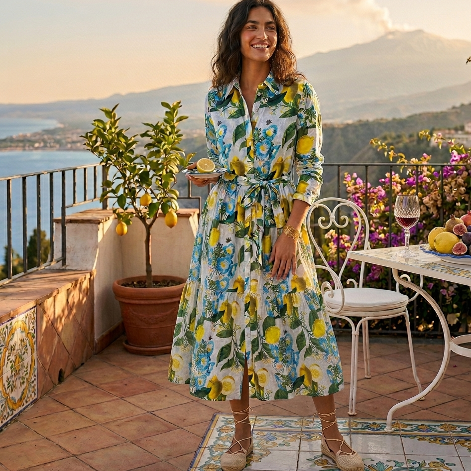 Georgie Cotton Dress - Sicily