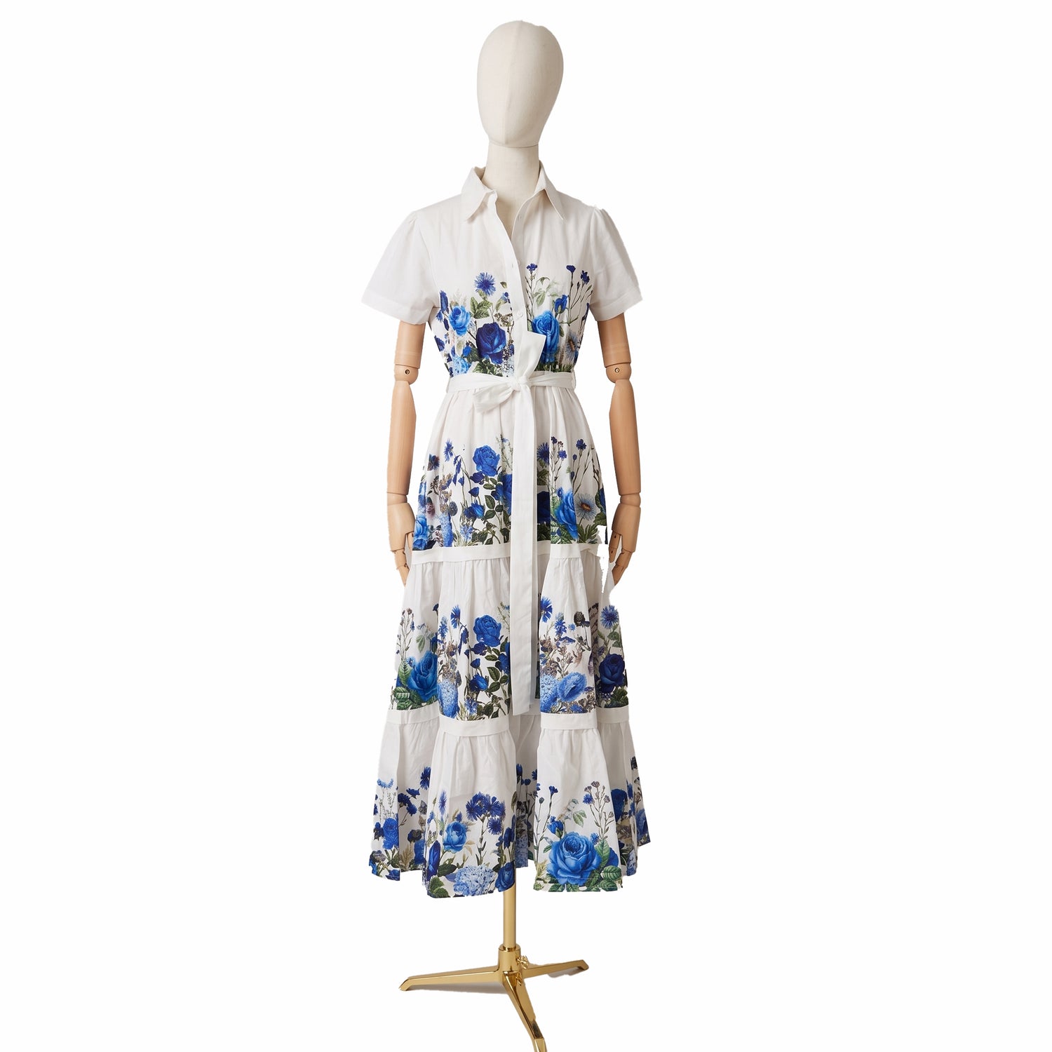 Grace Cotton Dress - Blue Rose Panel